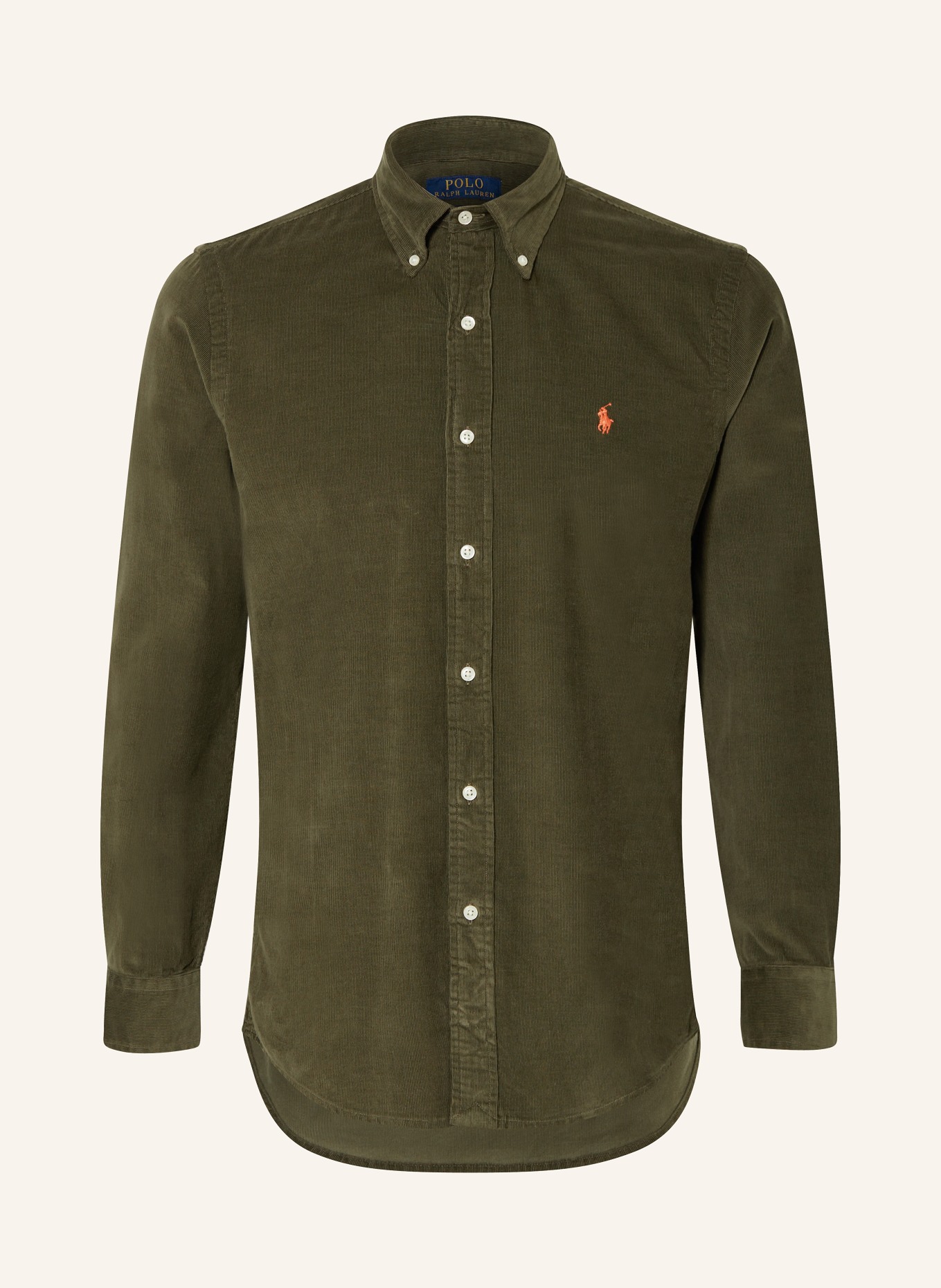 POLO RALPH LAUREN Corduroy shirt custom fit, Color: OLIVE (Image 1)