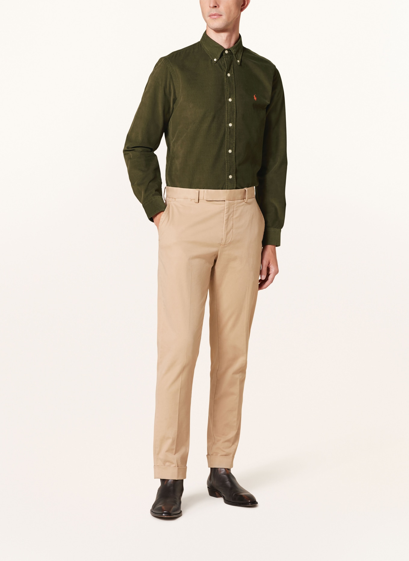 POLO RALPH LAUREN Corduroy shirt custom fit, Color: OLIVE (Image 2)