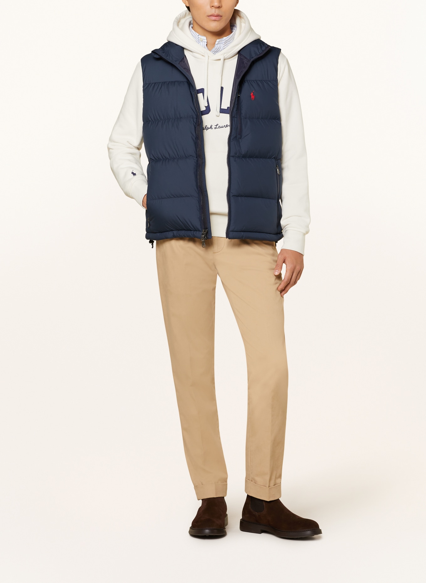 Polo Ralph Lauren Loungewear Logo Zip Through Hoodie Péřová vesta: TMAVĚ MODRÁ