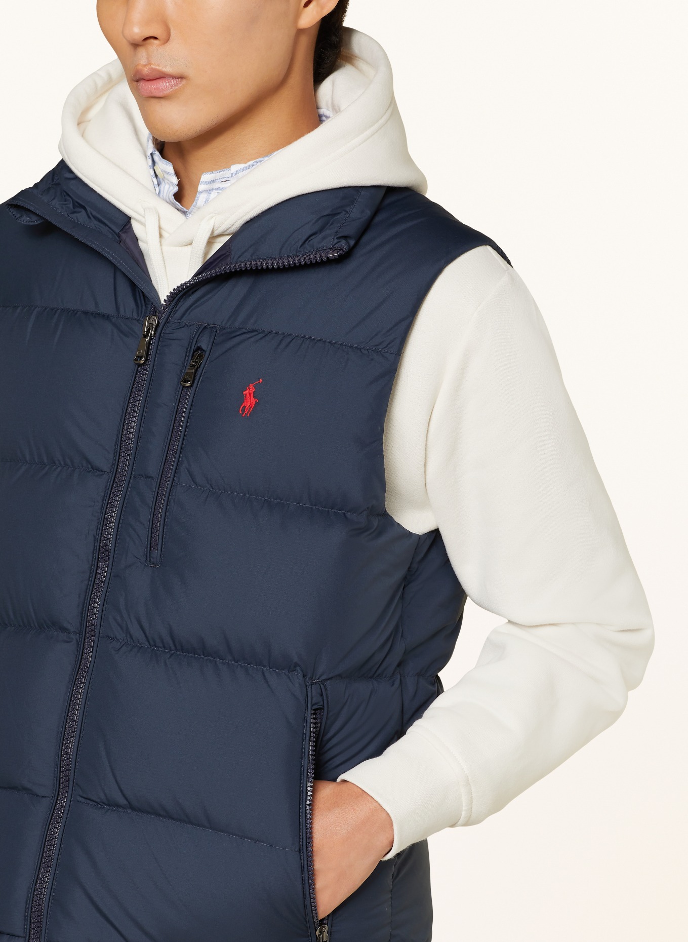 Polo Ralph Lauren Loungewear Logo Zip Through Hoodie Péřová vesta: TMAVĚ MODRÁ
