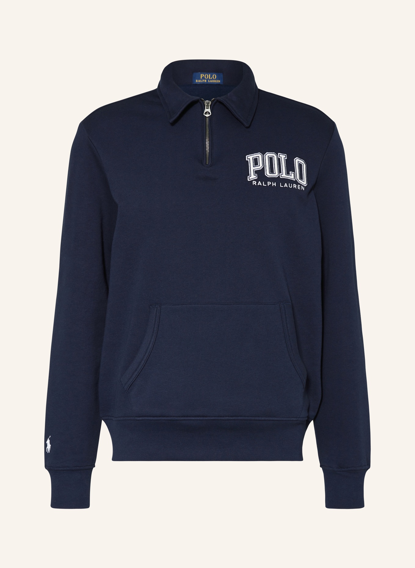POLO RALPH LAUREN Half zip sweater in sweatshirt fabric in dark blue