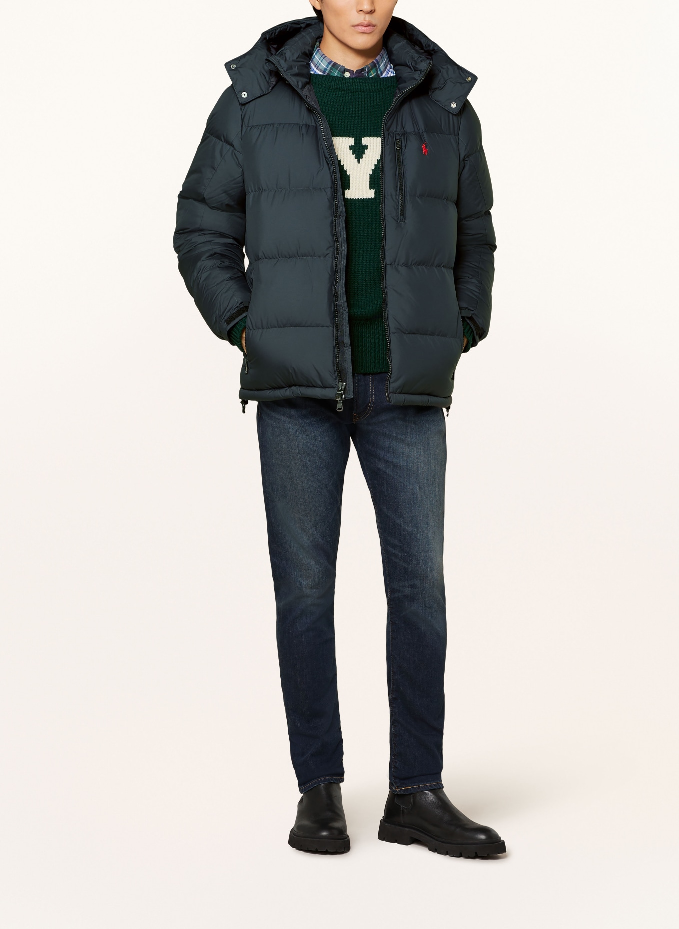 POLO RALPH LAUREN Daunenjacke mit abnehmbarer Kapuze: SCHWARZ