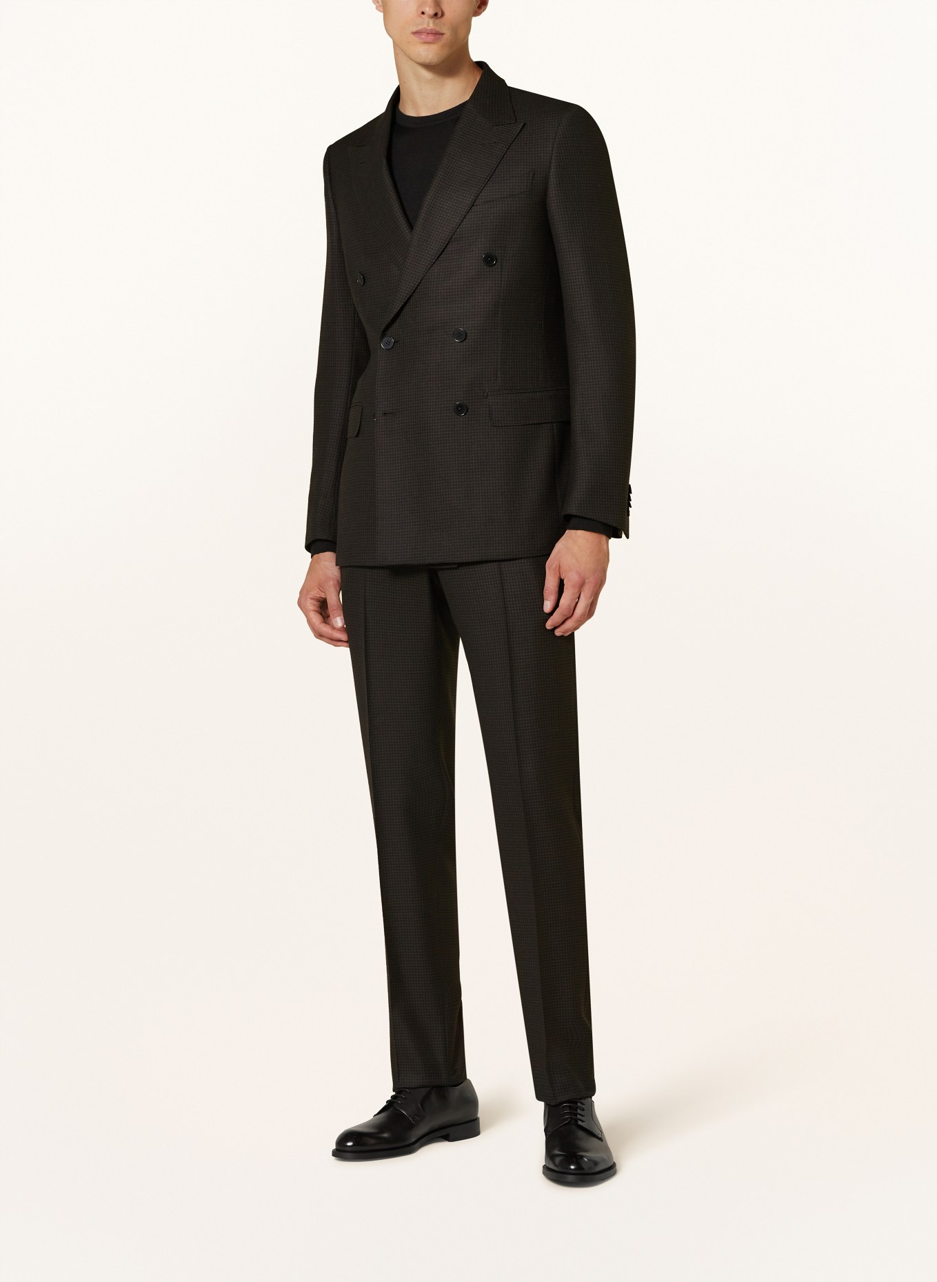 ZEGNA Garnitur slim fit: CIEMNOBRĄZOWY / CZARNY