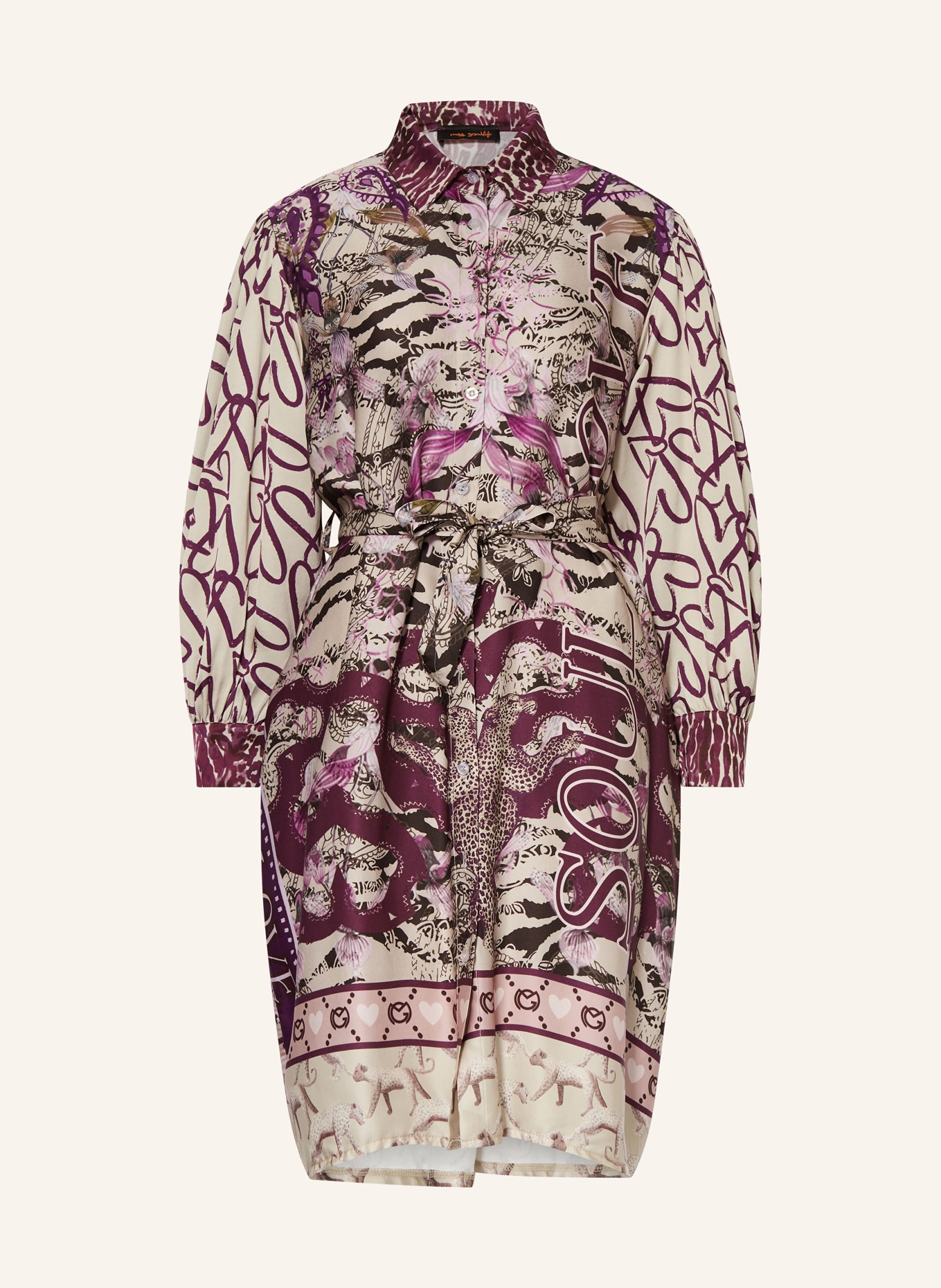 miss goodlife Hemdblusenkleid, Farbe: CREME/ DUNKELLILA (Bild 1)