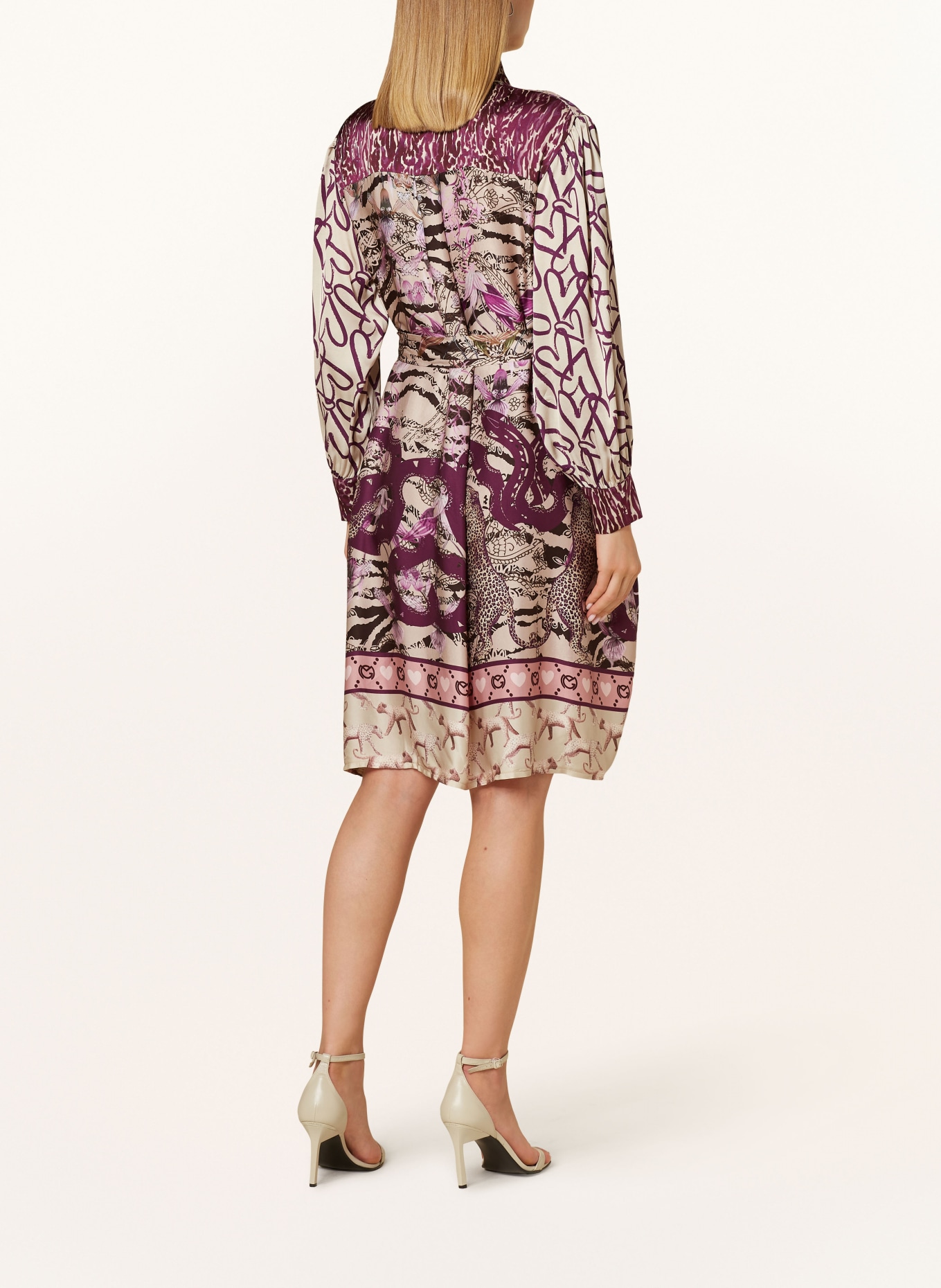 miss goodlife Hemdblusenkleid, Farbe: CREME/ DUNKELLILA (Bild 3)