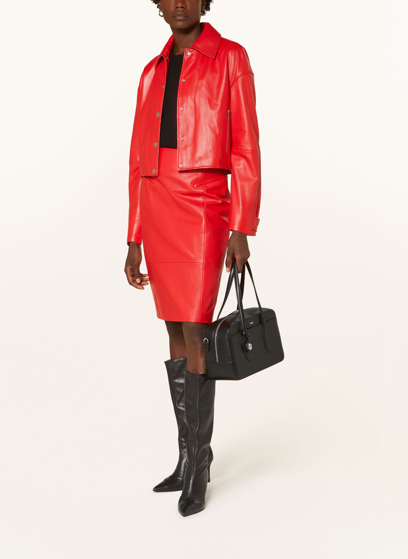 BOSS Lederblouson SASSINA: ROT