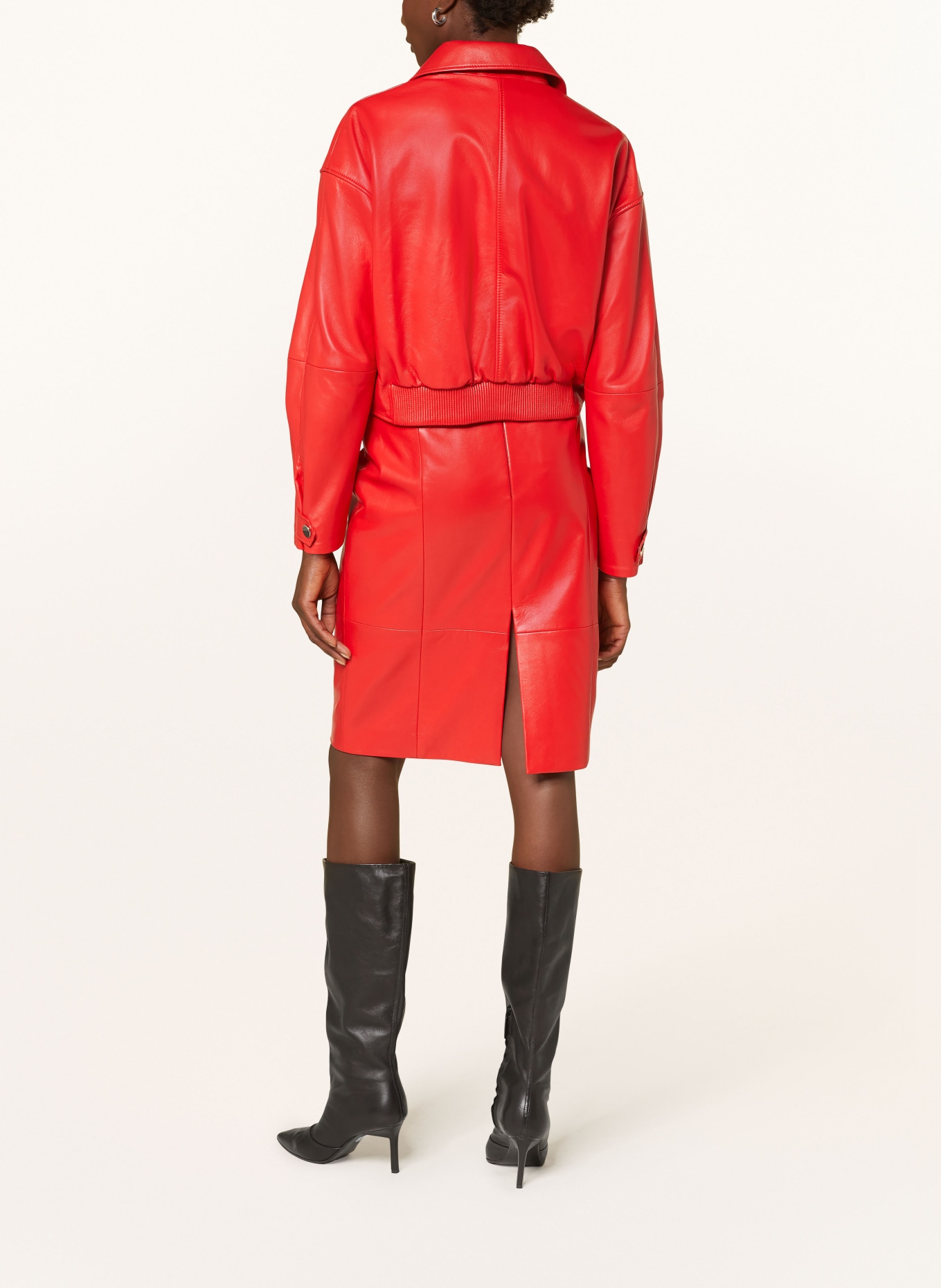 BOSS Lederblouson SASSINA: ROT