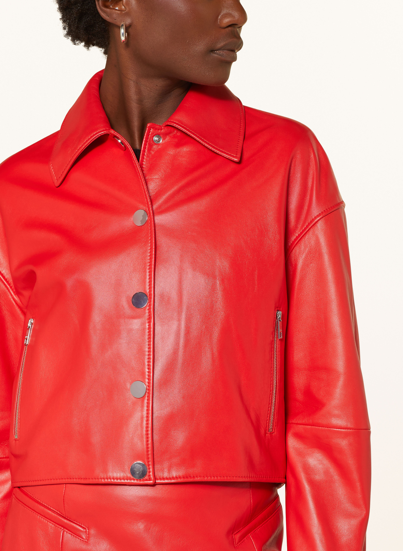 BOSS Lederblouson SASSINA: ROT
