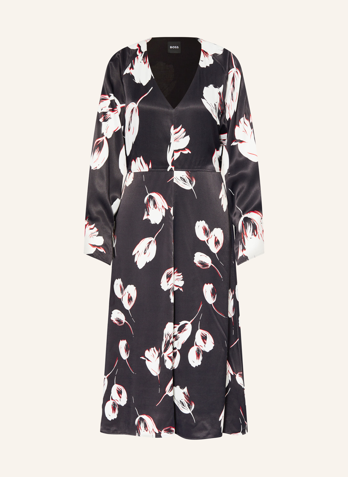 BOSS Sukienka satynowa DIESHA: CZARNY / BIAŁY / CZERWONY