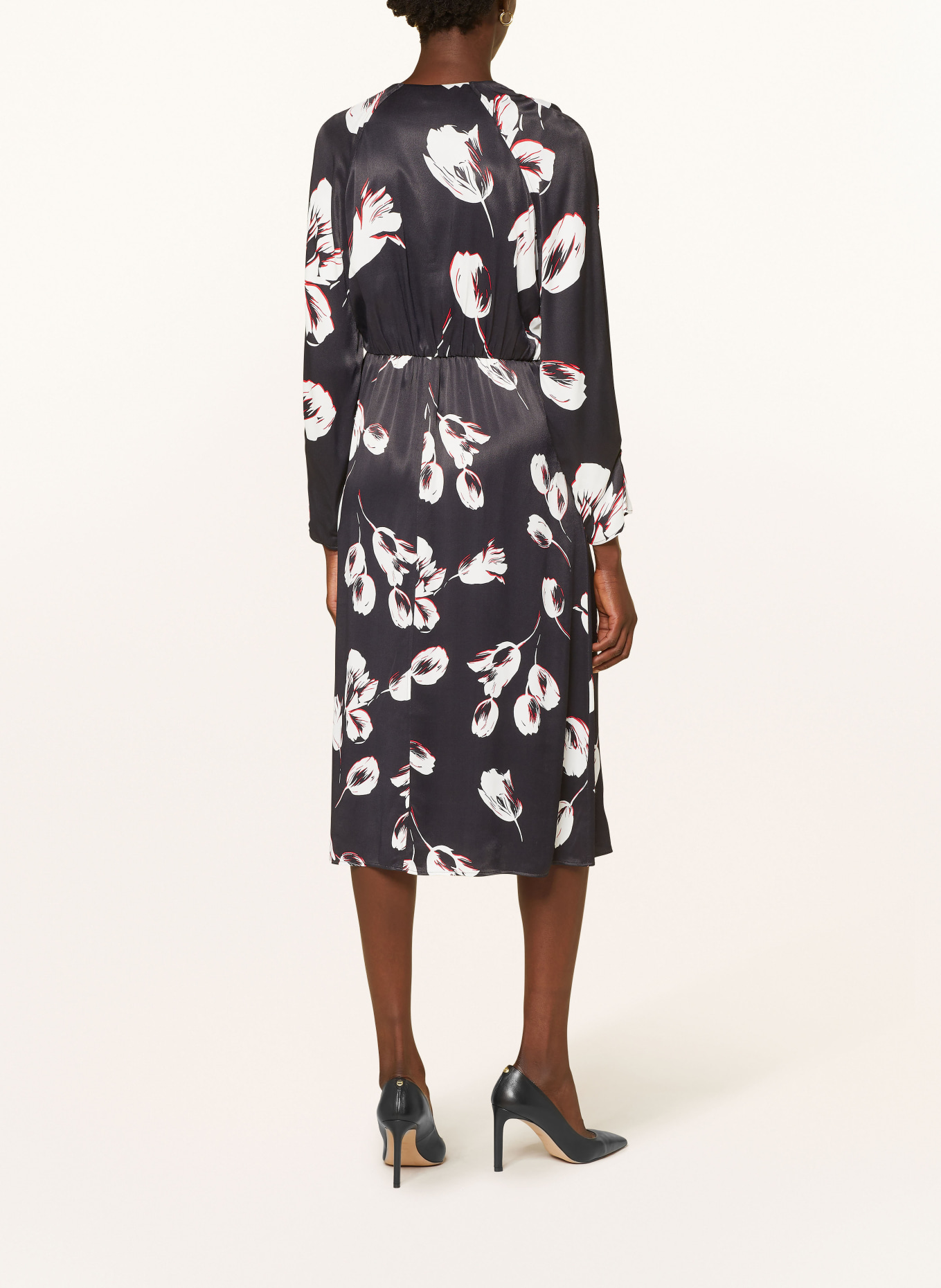 BOSS Sukienka satynowa DIESHA: CZARNY / BIAŁY / CZERWONY