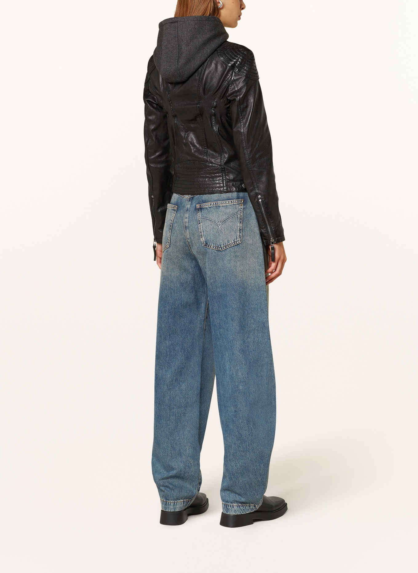 MAURITIUS Lederjacke CACEY mit herausnehmbarer Blende: SCHWARZ