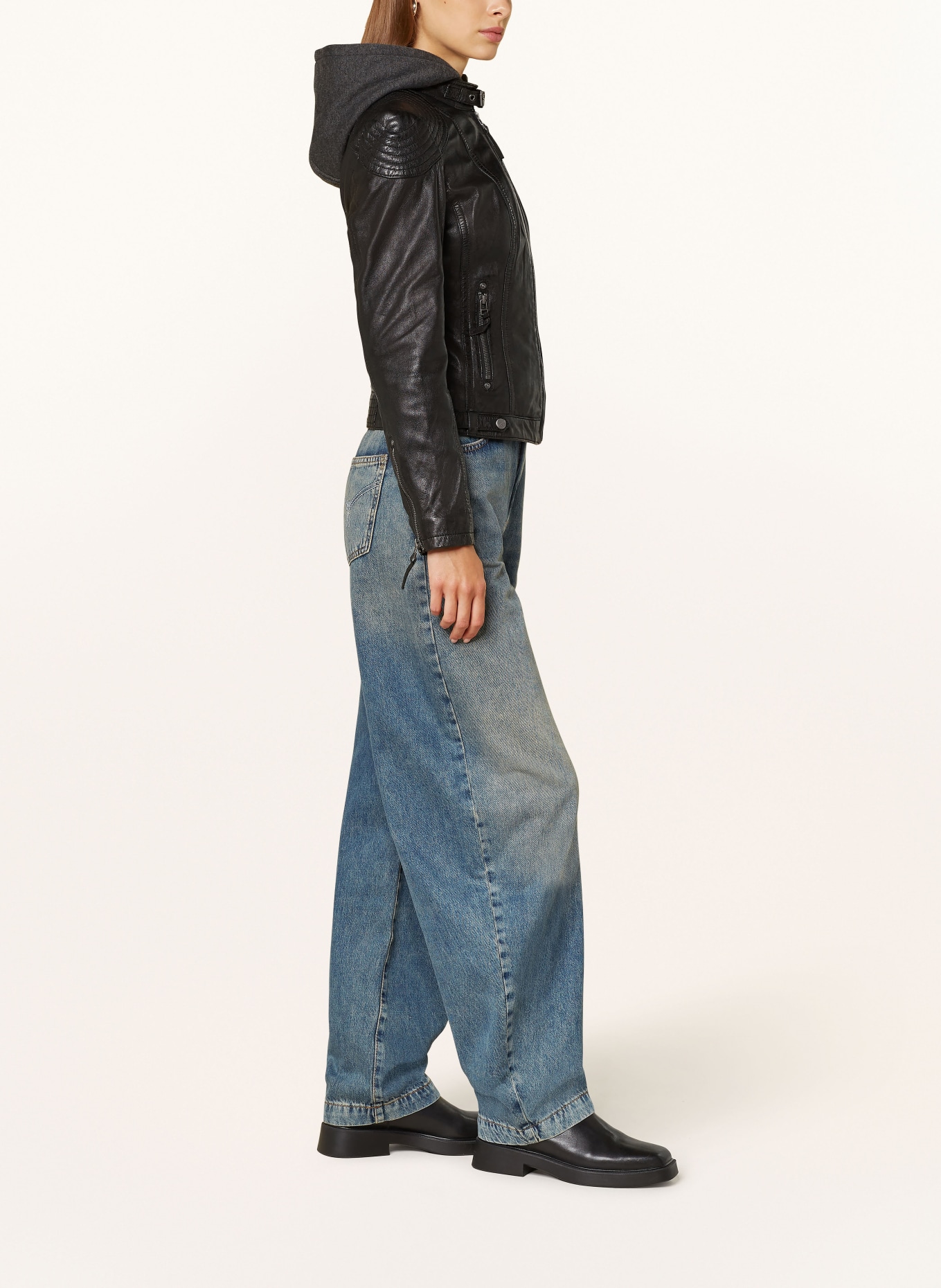 MAURITIUS Lederjacke CACEY mit herausnehmbarer Blende: SCHWARZ