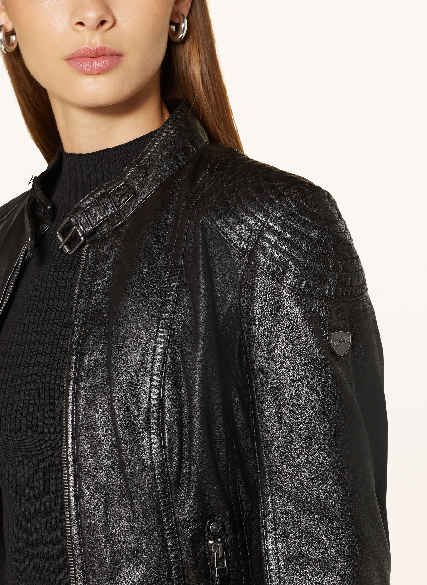 MAURITIUS Lederjacke CACEY mit herausnehmbarer Blende: SCHWARZ