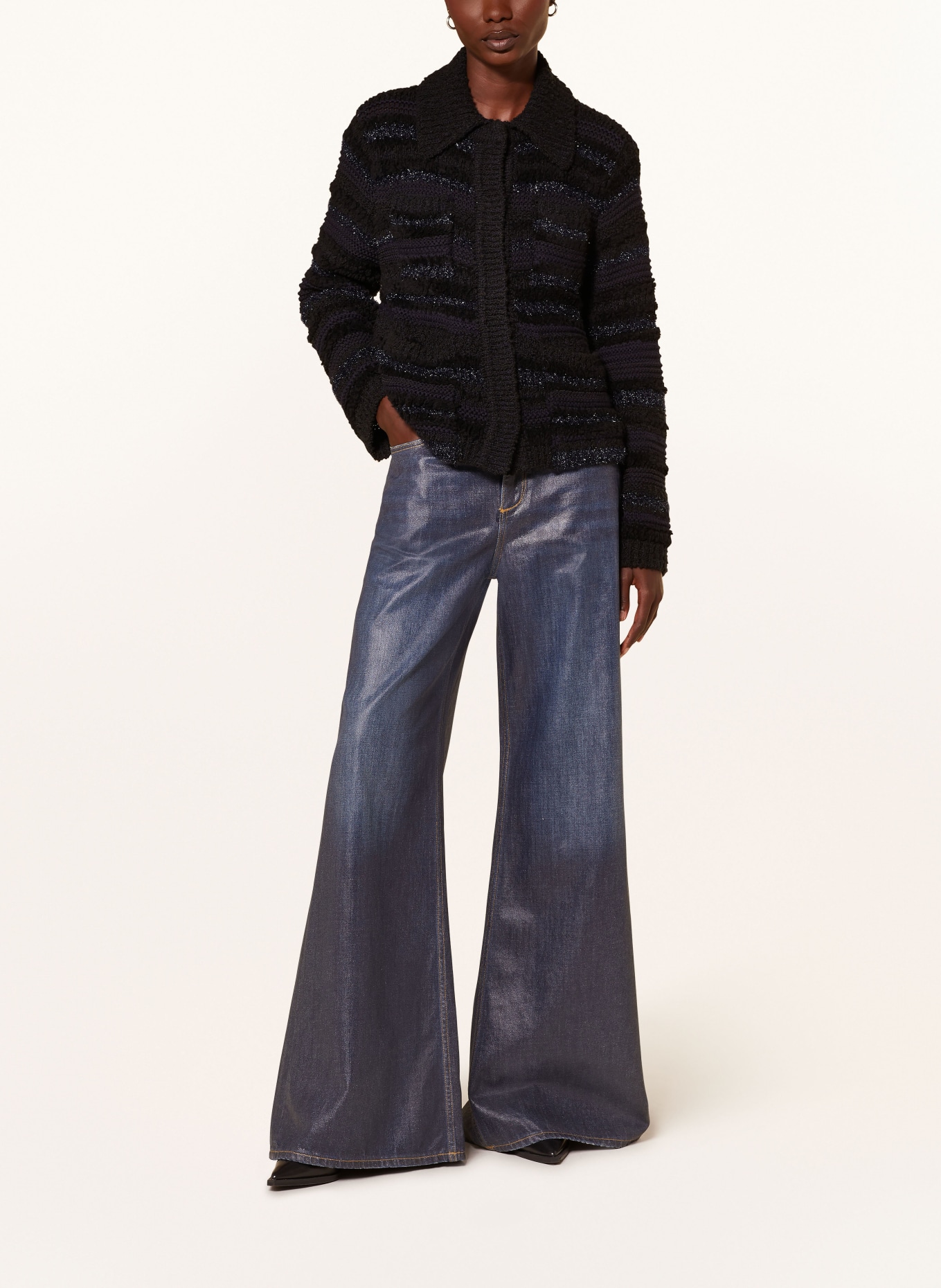 DOROTHEE SCHUMACHER Strickjacke mit Glitzergarn: DUNKELBLAU
