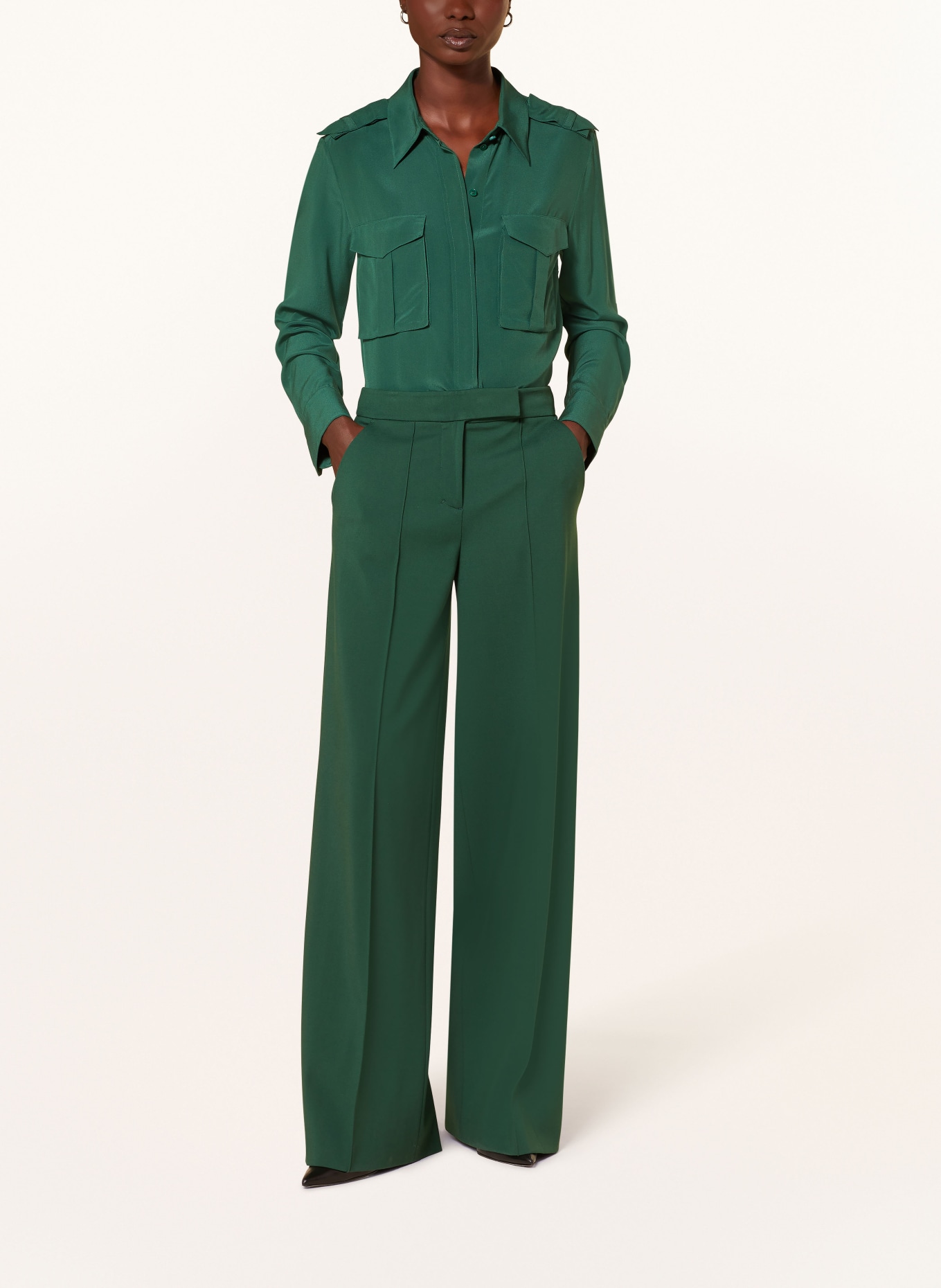 DOROTHEE SCHUMACHER Hemdbluse STRIKING VOLUMES aus Seide: GRÜN