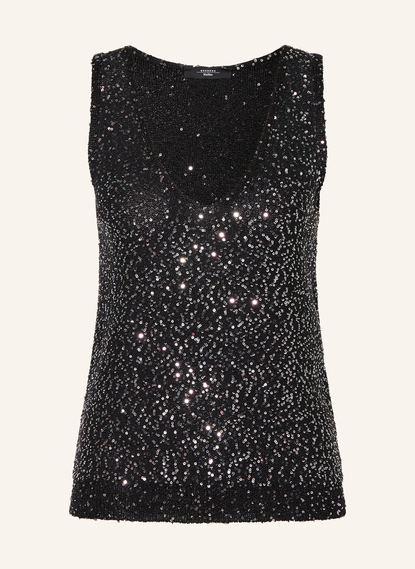 *Weekend maxmara* COLOMBA スパンコール付きニットトップ Sequinned yarn top, black | Weekend Max Mara