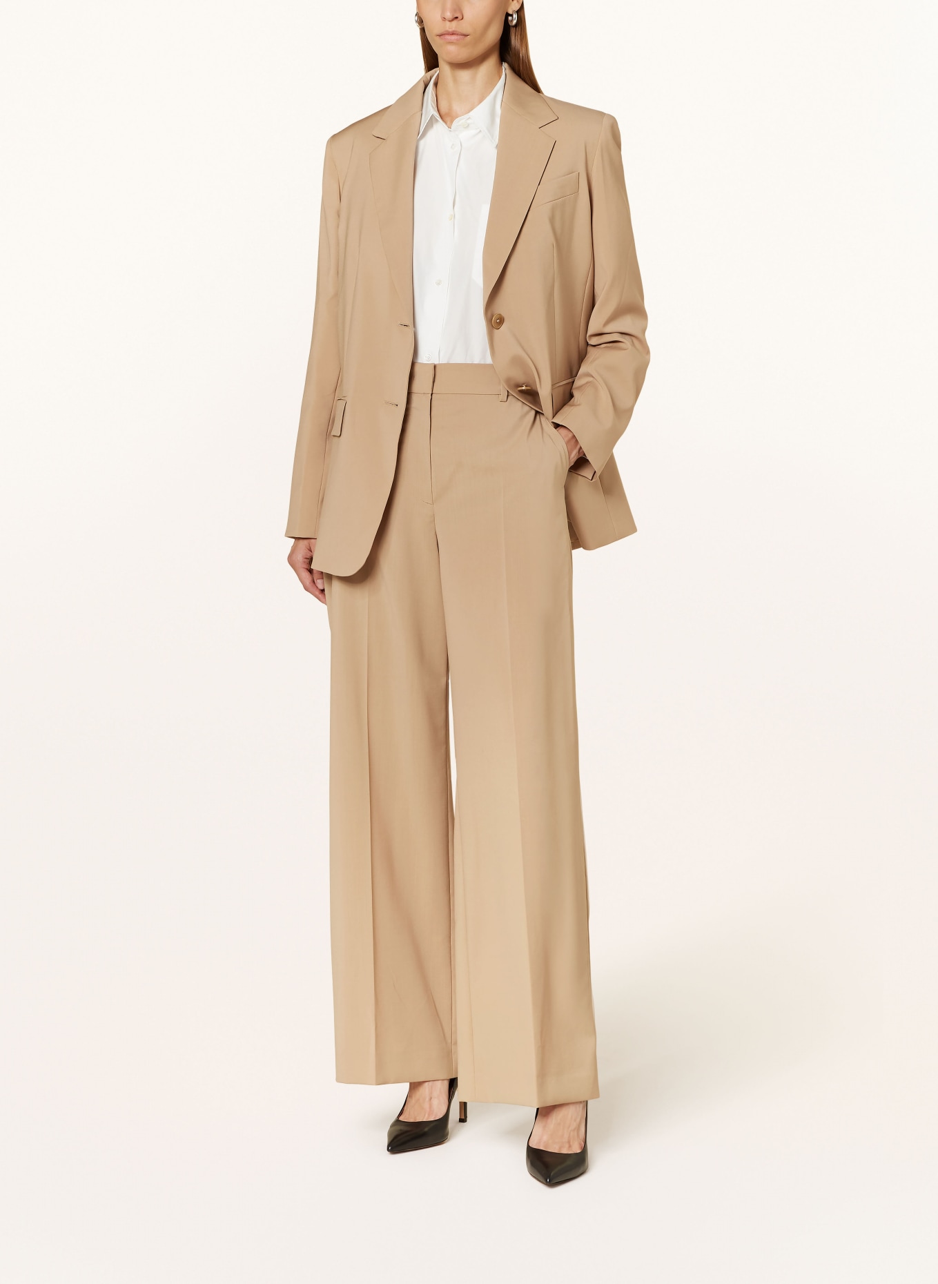 【送料&関税込】Weekend Max Mara Visivo Wide Leg Pants Wool canvas palazzo trousers, black | Weekend Max Mara