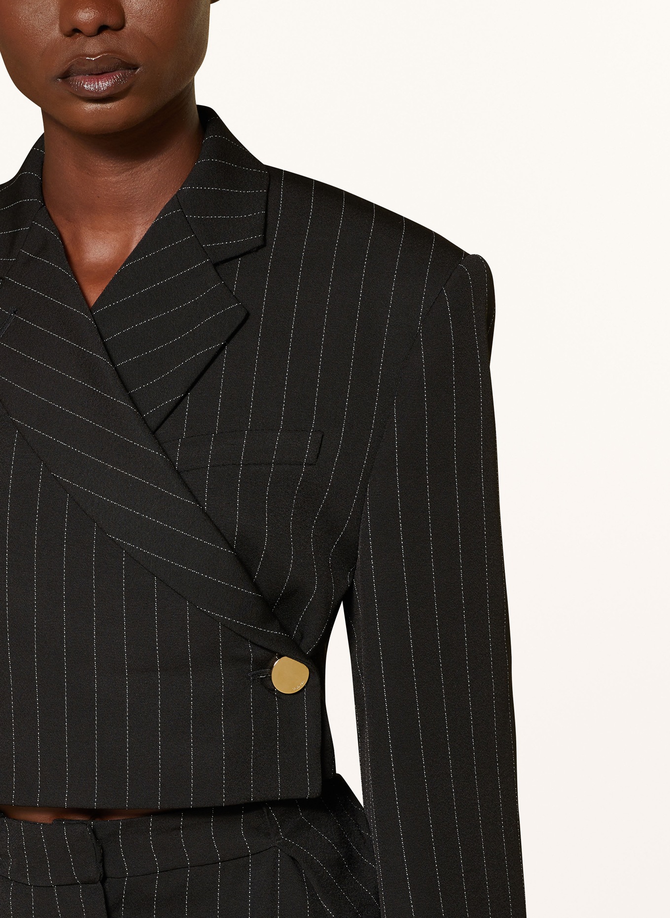 SPORTMAX Krótki blezer UTOPIA z mieszanki materiałów: CZARNY / BIAŁY