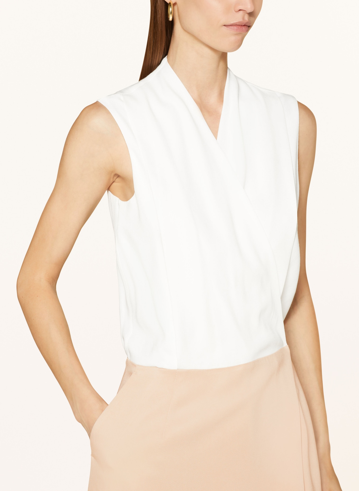 REISS Wrap dress VIE in mixed materials in beige cream