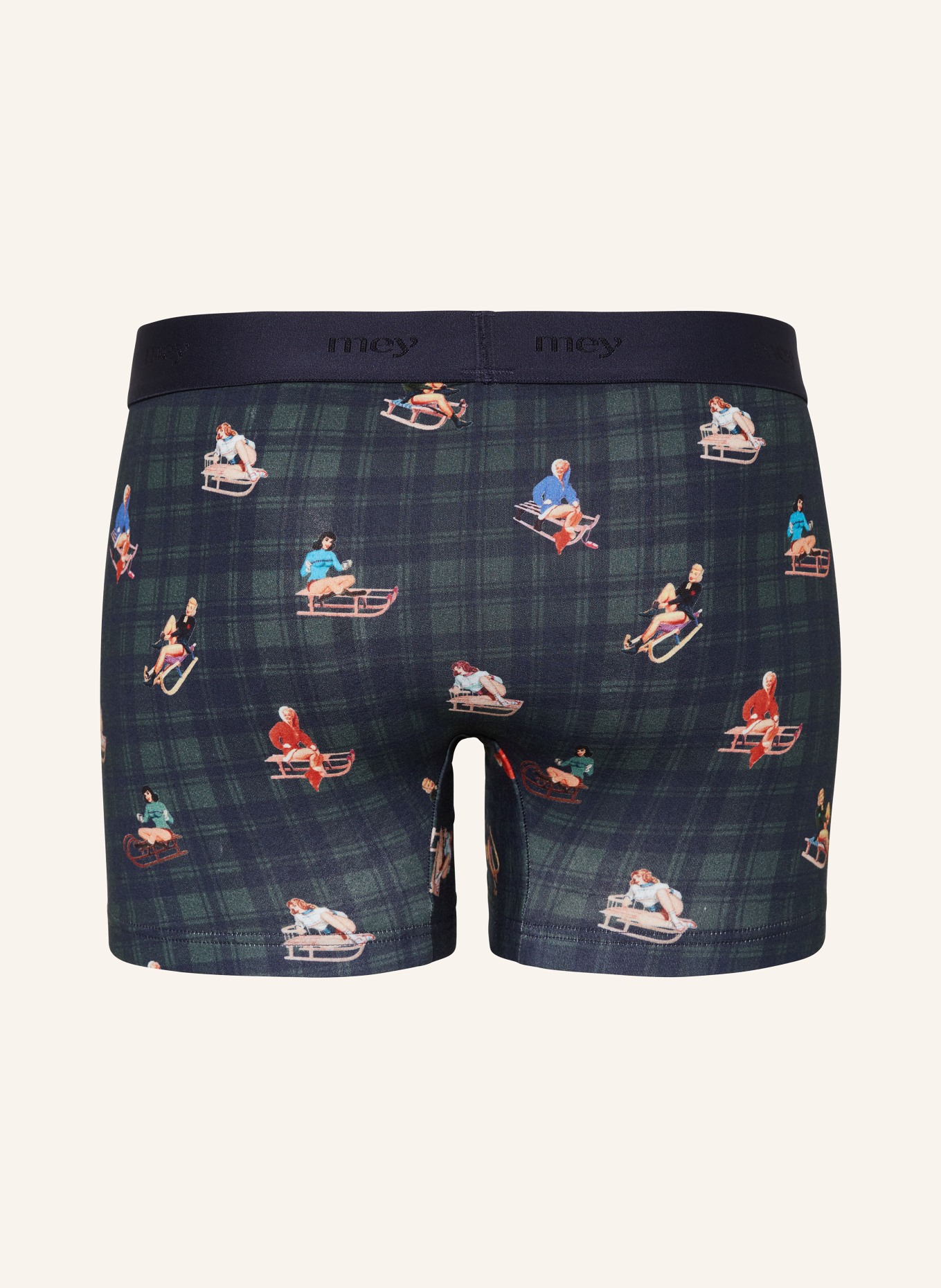 mey Boxershorts Serie SLEDGE RIDE: DUNKELBLAU / DUNKELGRÜN