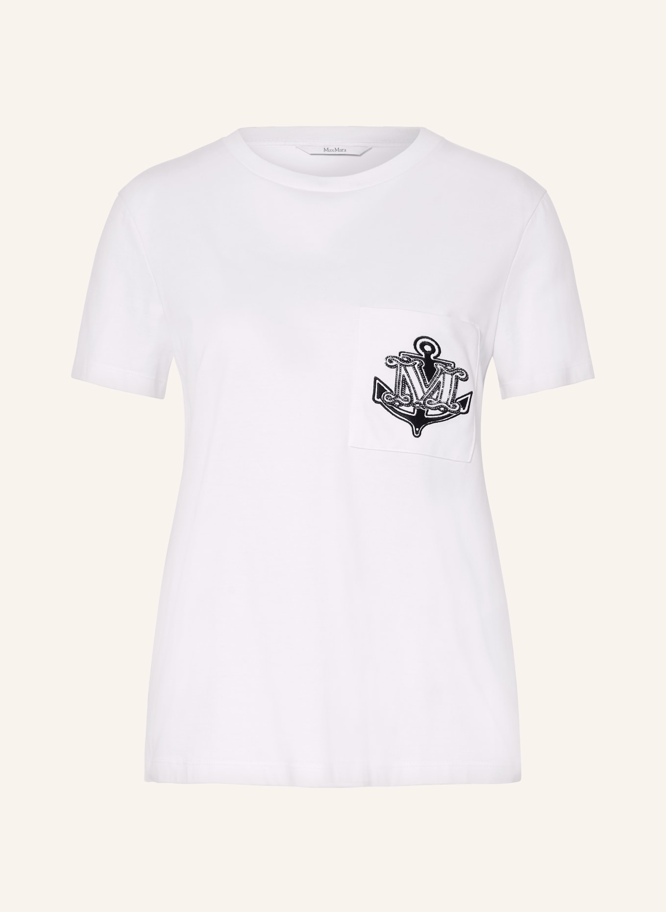 Max Mara T-Shirt ACACIA mit Schmucksteinen: WEISS (Bild 1)