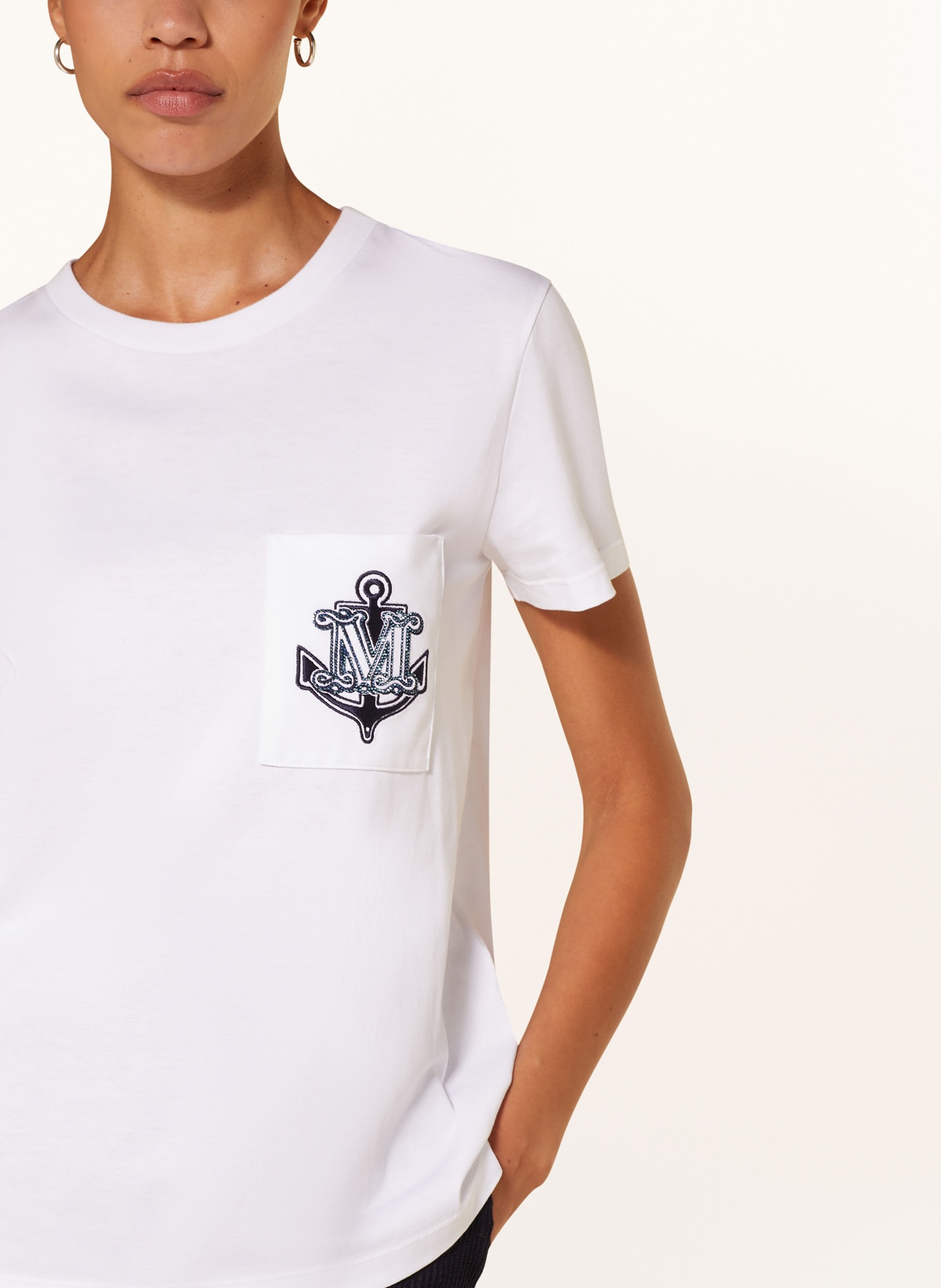 Max Mara T-Shirt ACACIA mit Schmucksteinen: WEISS (Bild 4)
