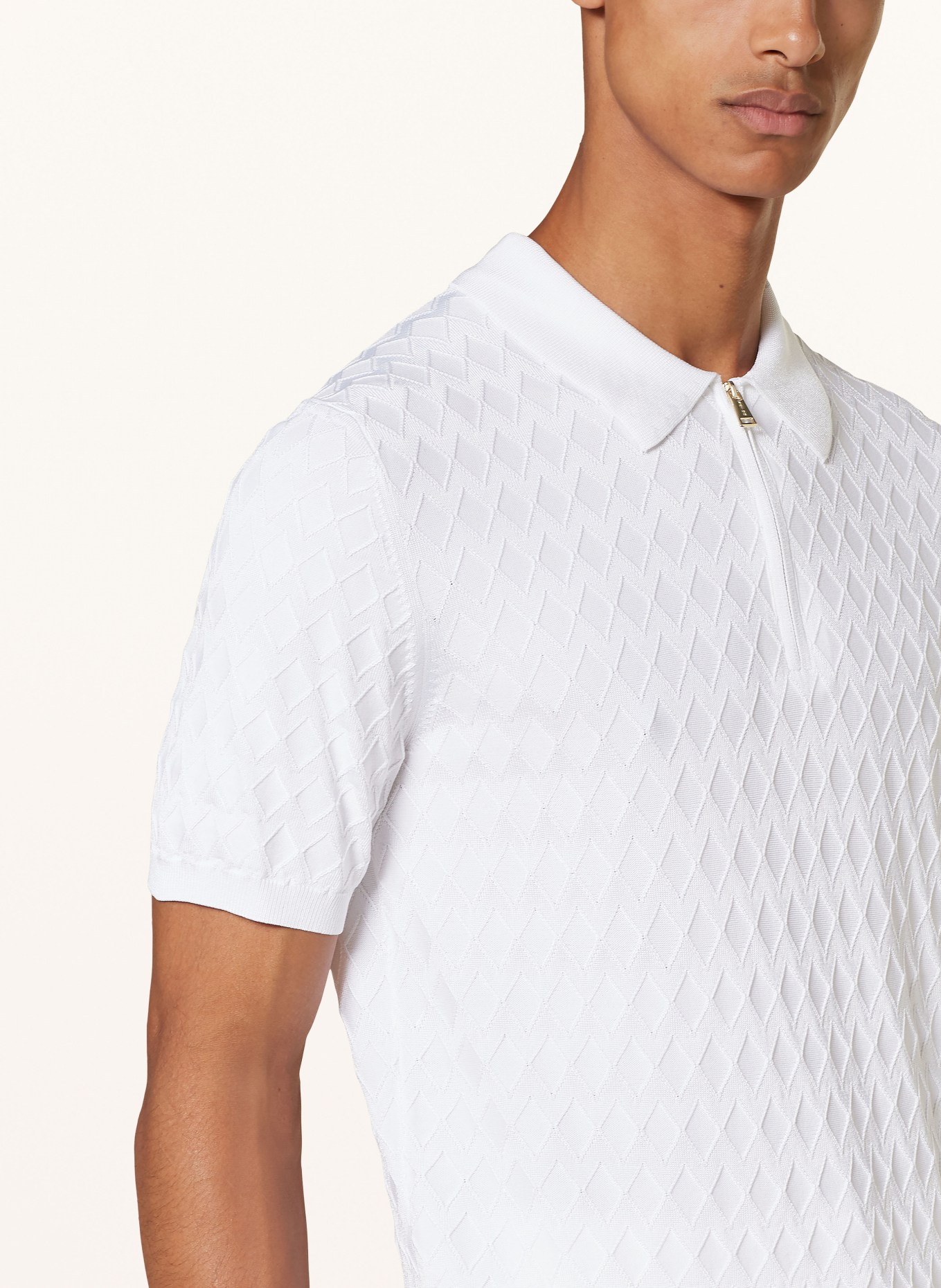 REISS Knitted polo shirt RIZZO, Color: WHITE (Image 4)