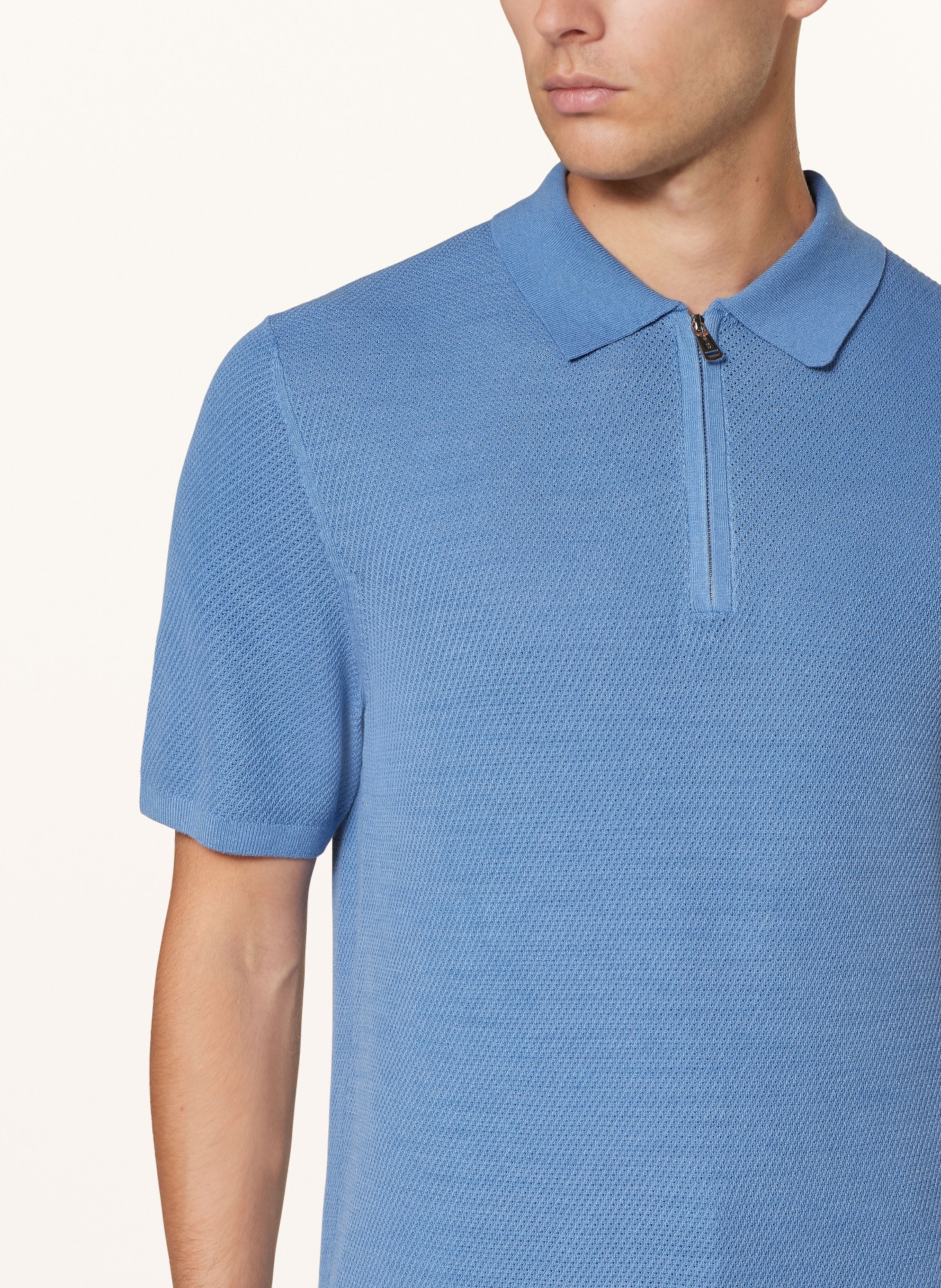 REISS Knitted polo shirt IVOR, Color: BLUE (Image 4)