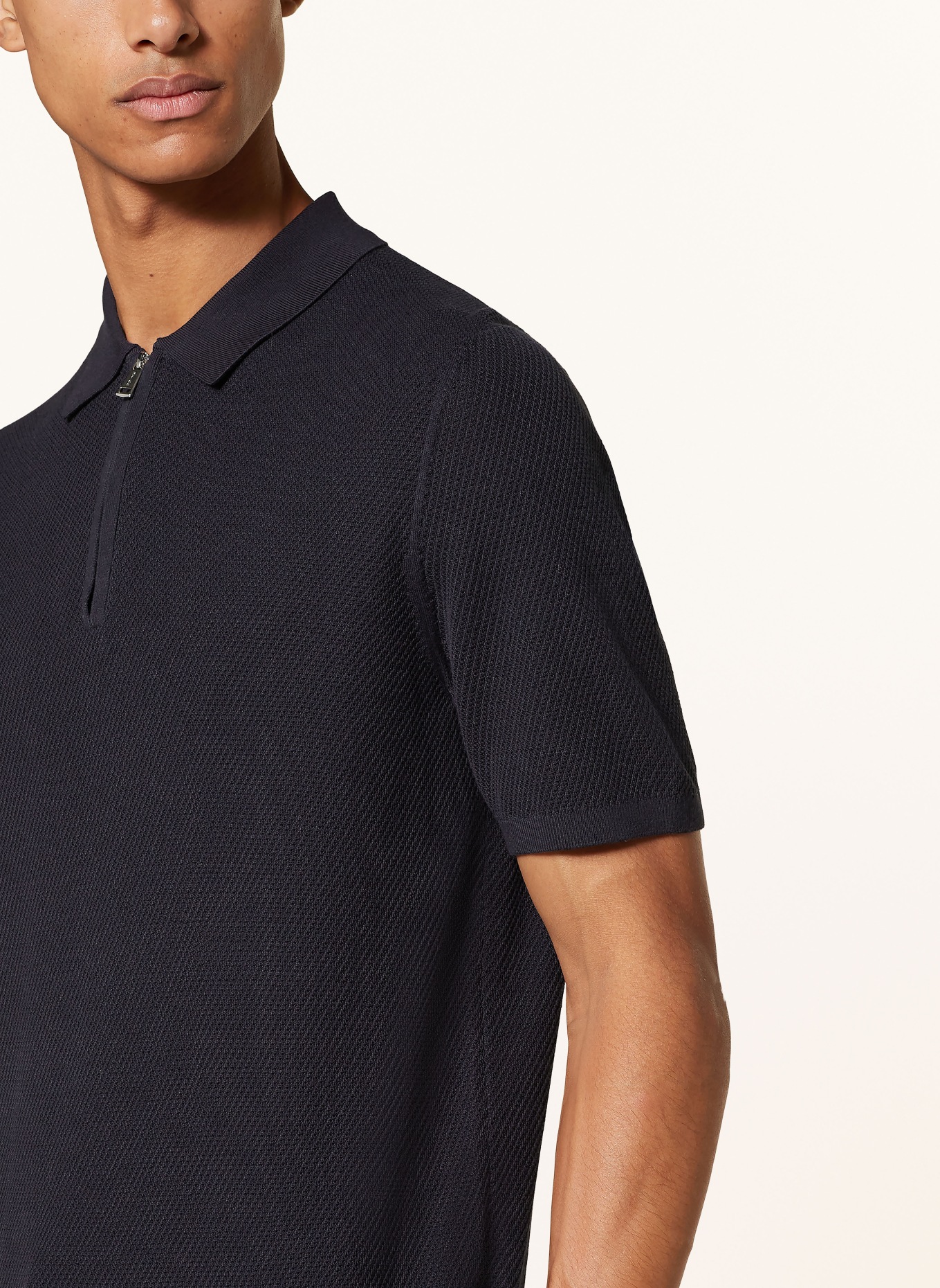 REISS Knitted polo shirt IVOR, Color: DARK BLUE (Image 4)