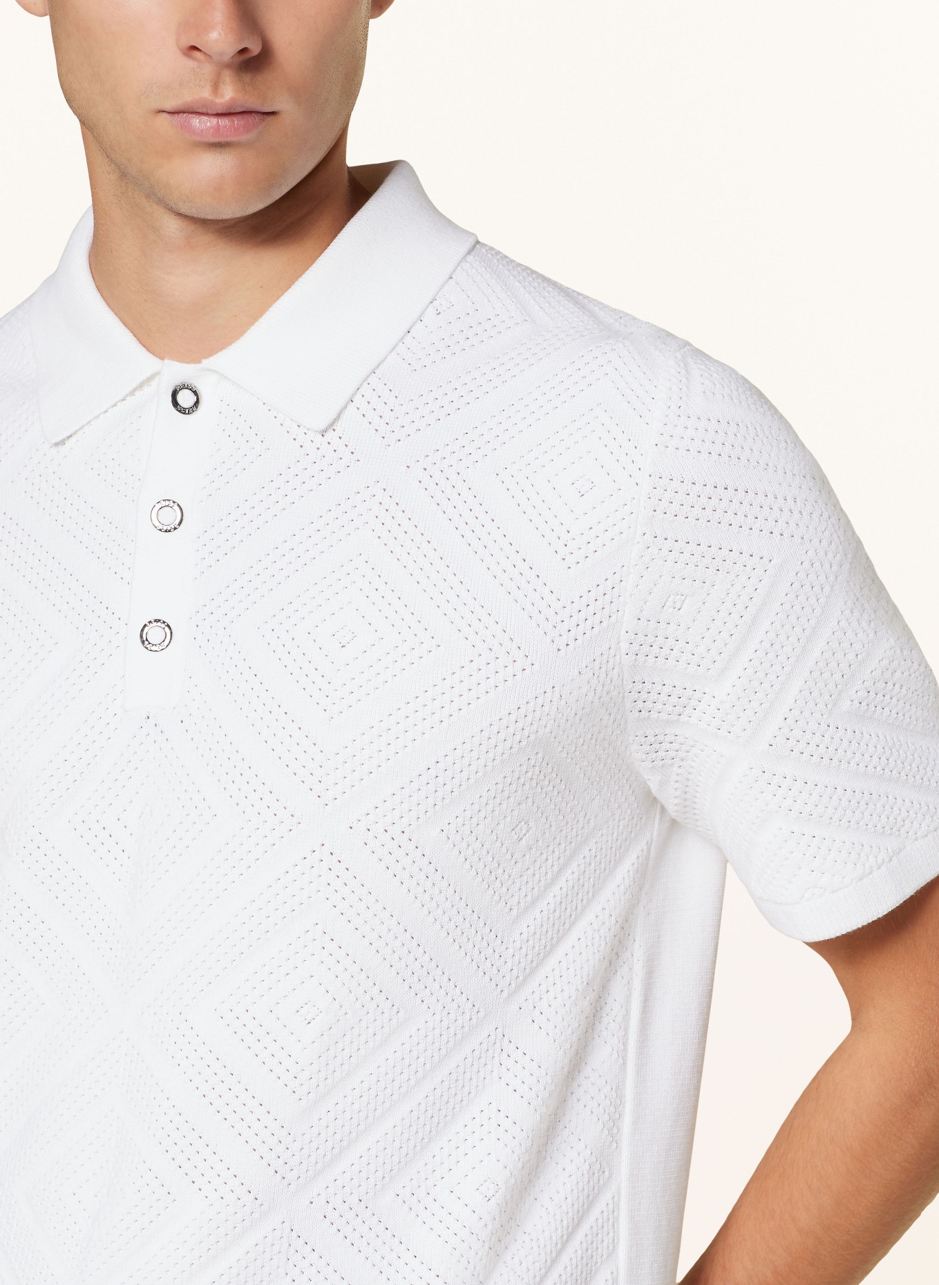 REISS Knitted polo shirt LUPTON, Color: WHITE (Image 4)