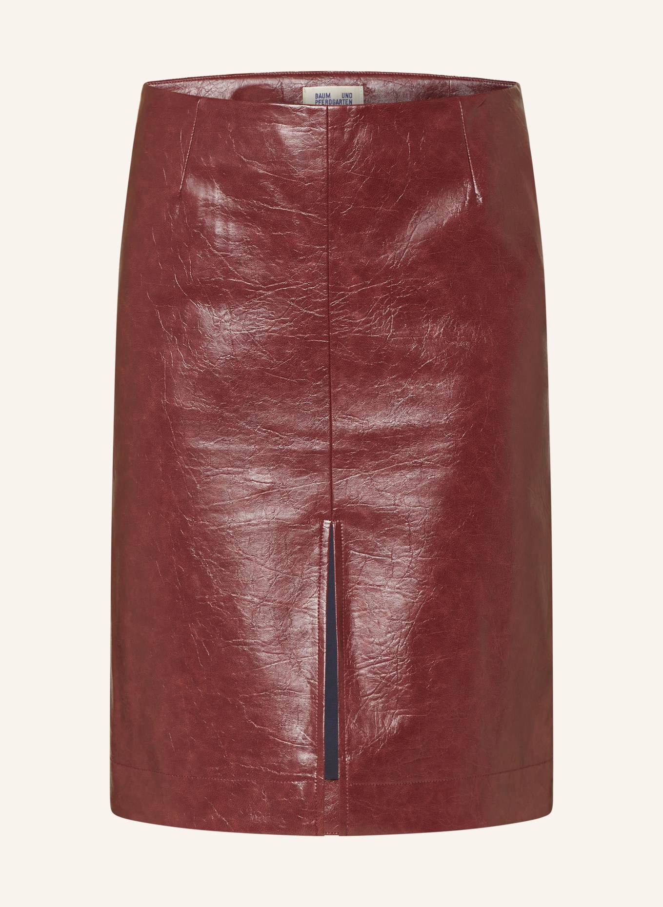 Pencil Skirt Red Leather Skirt Little Words Faux Leather Pleated