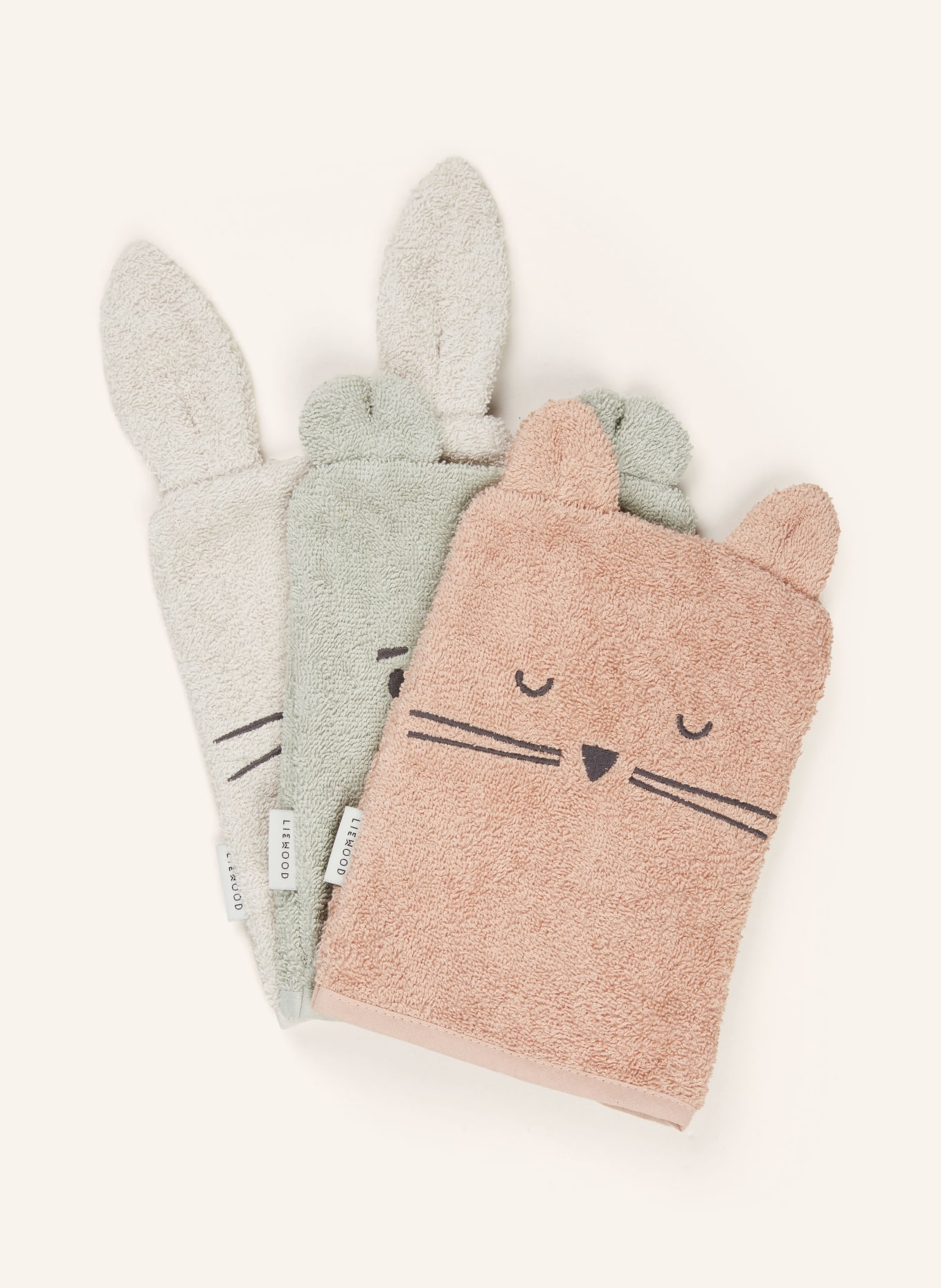 LIEWOOD Sada 3 žínek SYLVESTER: TMAVĚ ORANŽOVÁ / KRÉMOVÁ / SVĚTLE ZELENÁ