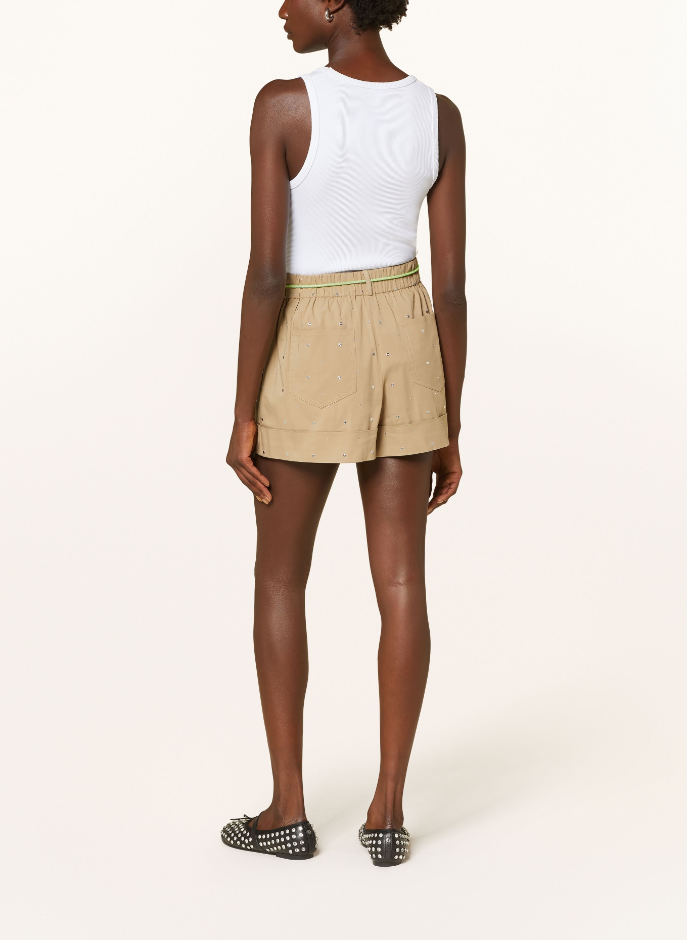 maje Shorts mit Nieten, Farbe: BEIGE (Bild 3)