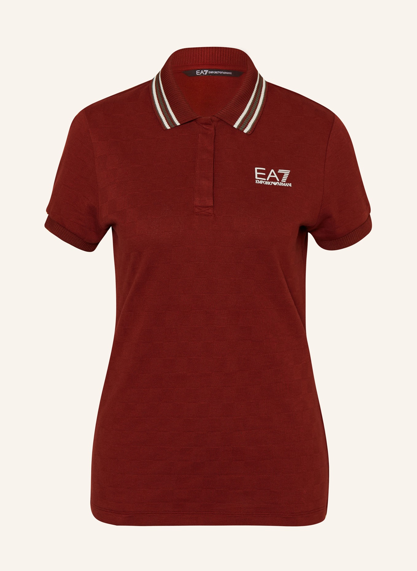 EA7 EMPORIO ARMANI Piqué-Poloshirt, Farbe: DUNKELROT (Bild 1)