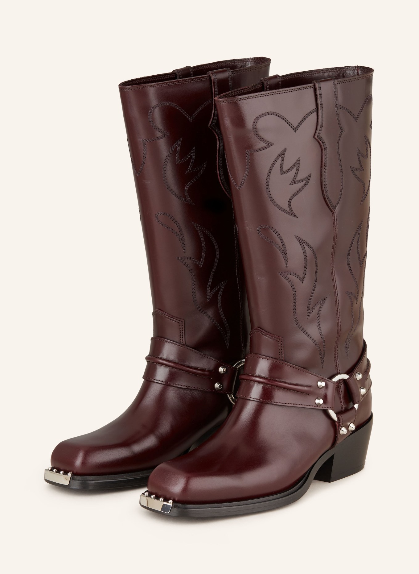SANDRO Cowboy Boots in dunkelrot