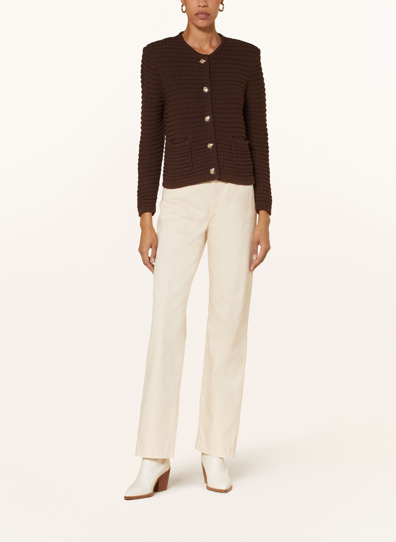 ba&sh Pletený kabátek GASPARD: TMAVĚ HNĚDÁ