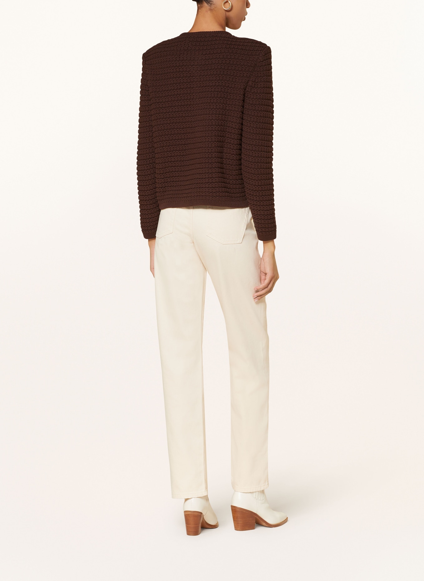 ba&sh Pletený kabátek GASPARD: TMAVĚ HNĚDÁ