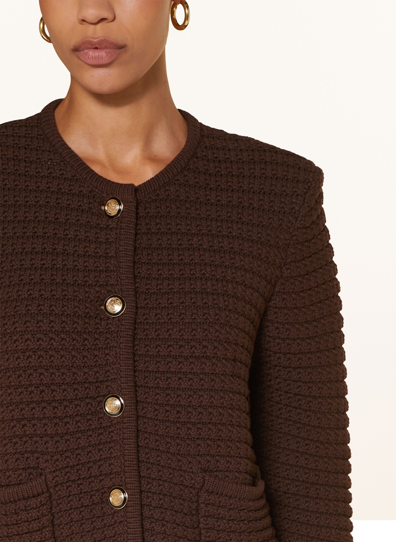 ba&sh Pletený kabátek GASPARD: TMAVĚ HNĚDÁ