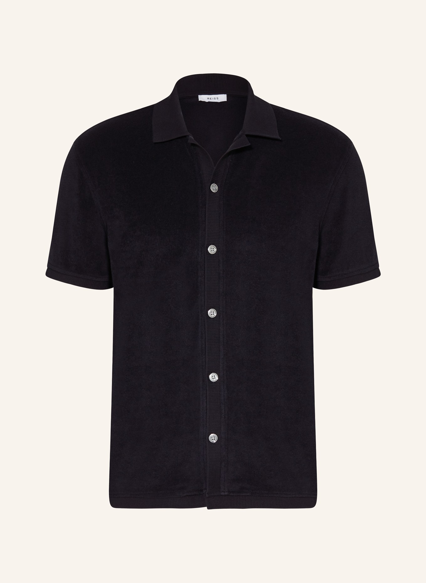 REISS Short sleeve shirt EDEN in a regular fit in terry cloth, Color: DARK BLUE (Image 1)