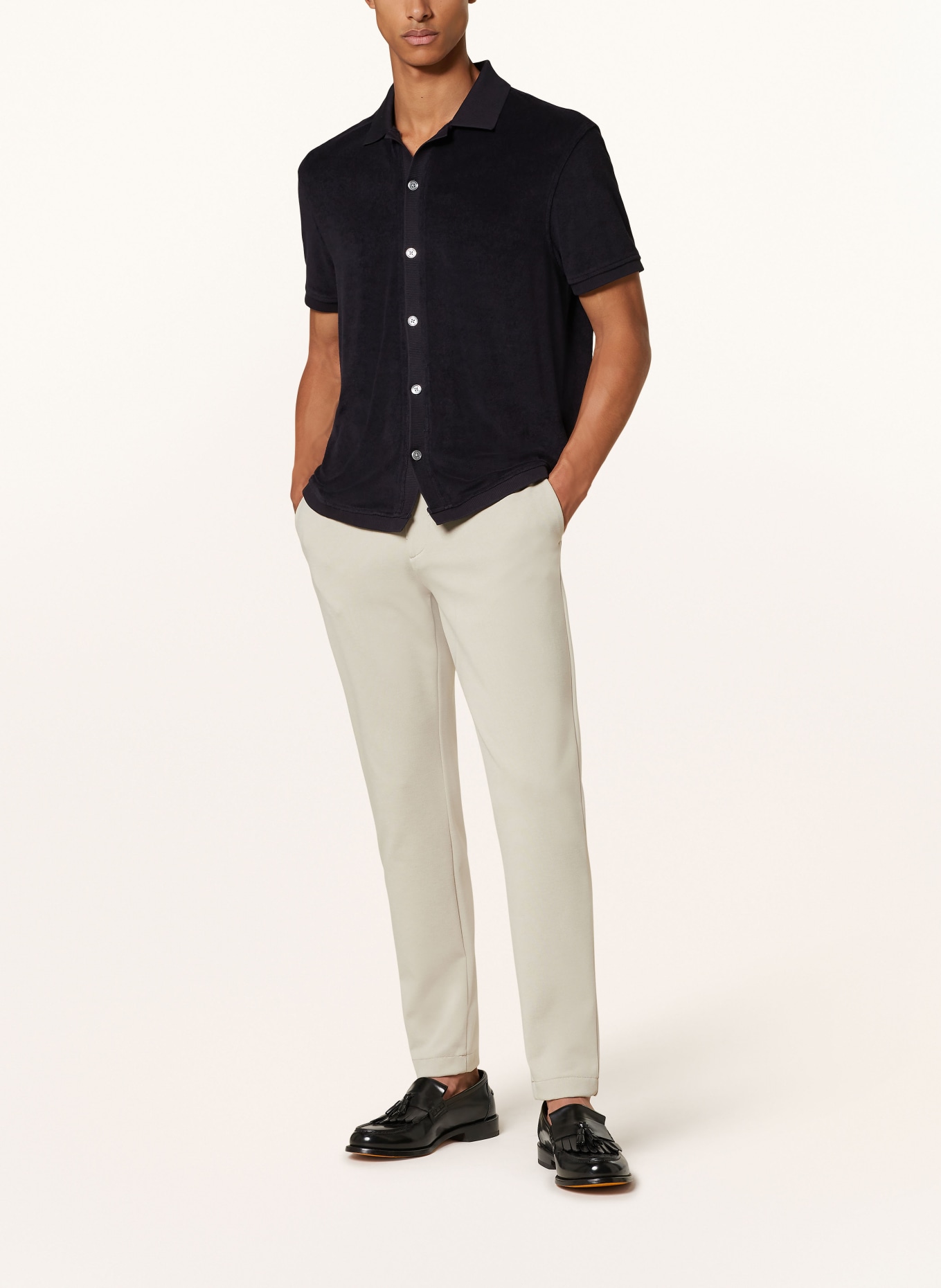 REISS Short sleeve shirt EDEN in a regular fit in terry cloth, Color: DARK BLUE (Image 2)