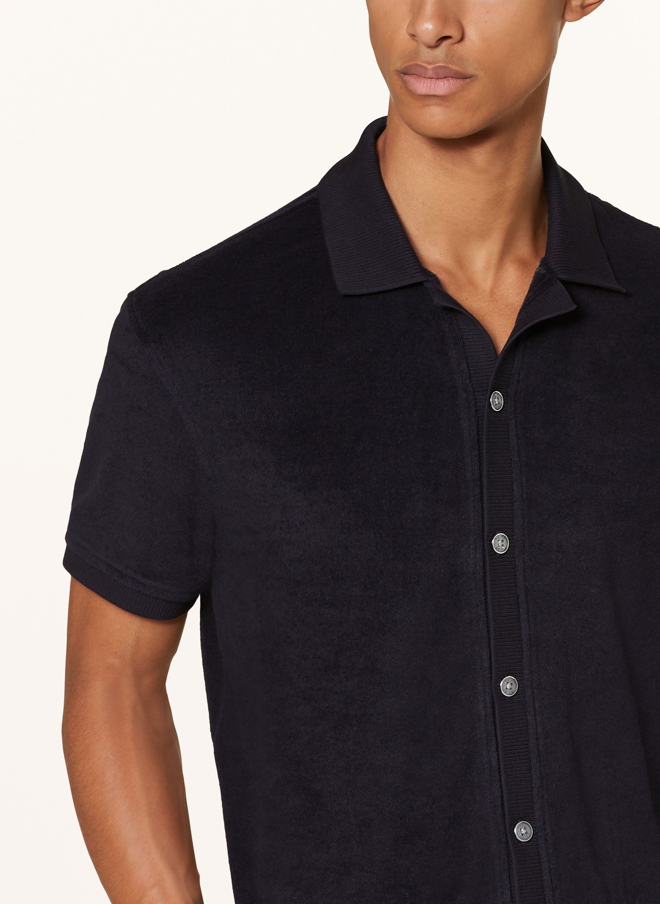 REISS Short sleeve shirt EDEN in a regular fit in terry cloth, Color: DARK BLUE (Image 4)