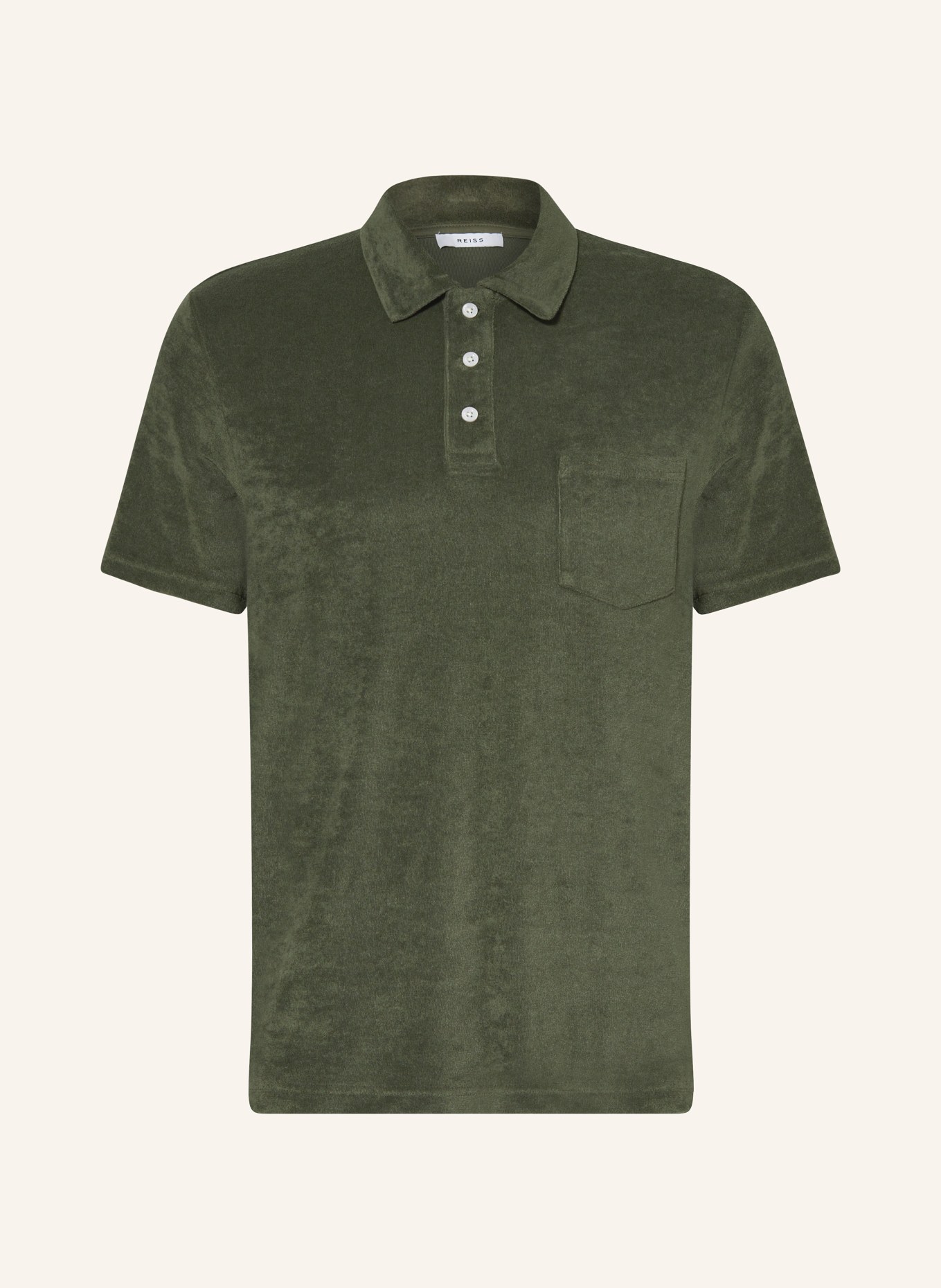 REISS Terry cloth polo shirt RAINER, Color: OLIVE (Image 1)