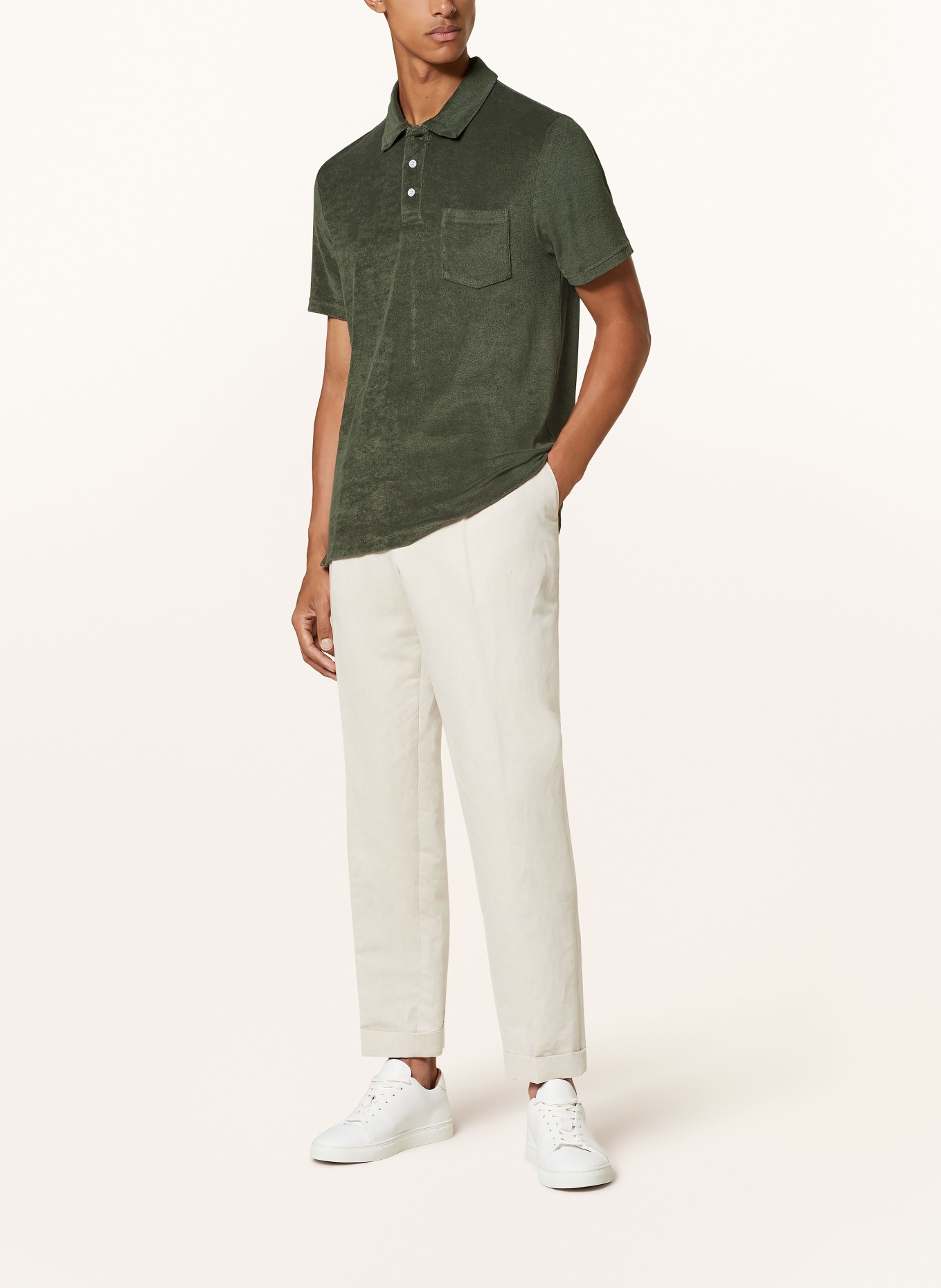 REISS Terry cloth polo shirt RAINER, Color: OLIVE (Image 2)