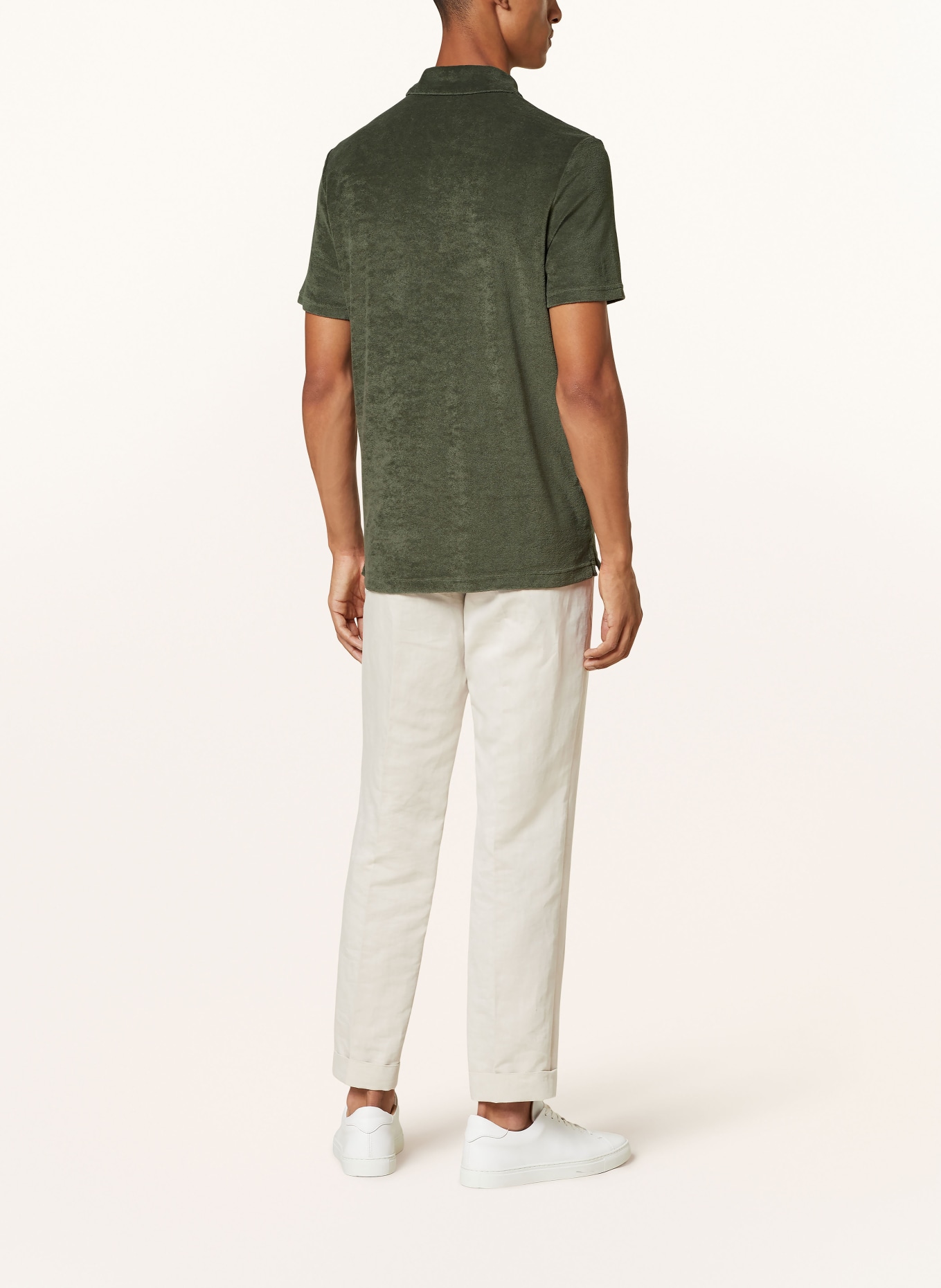 REISS Terry cloth polo shirt RAINER, Color: OLIVE (Image 3)