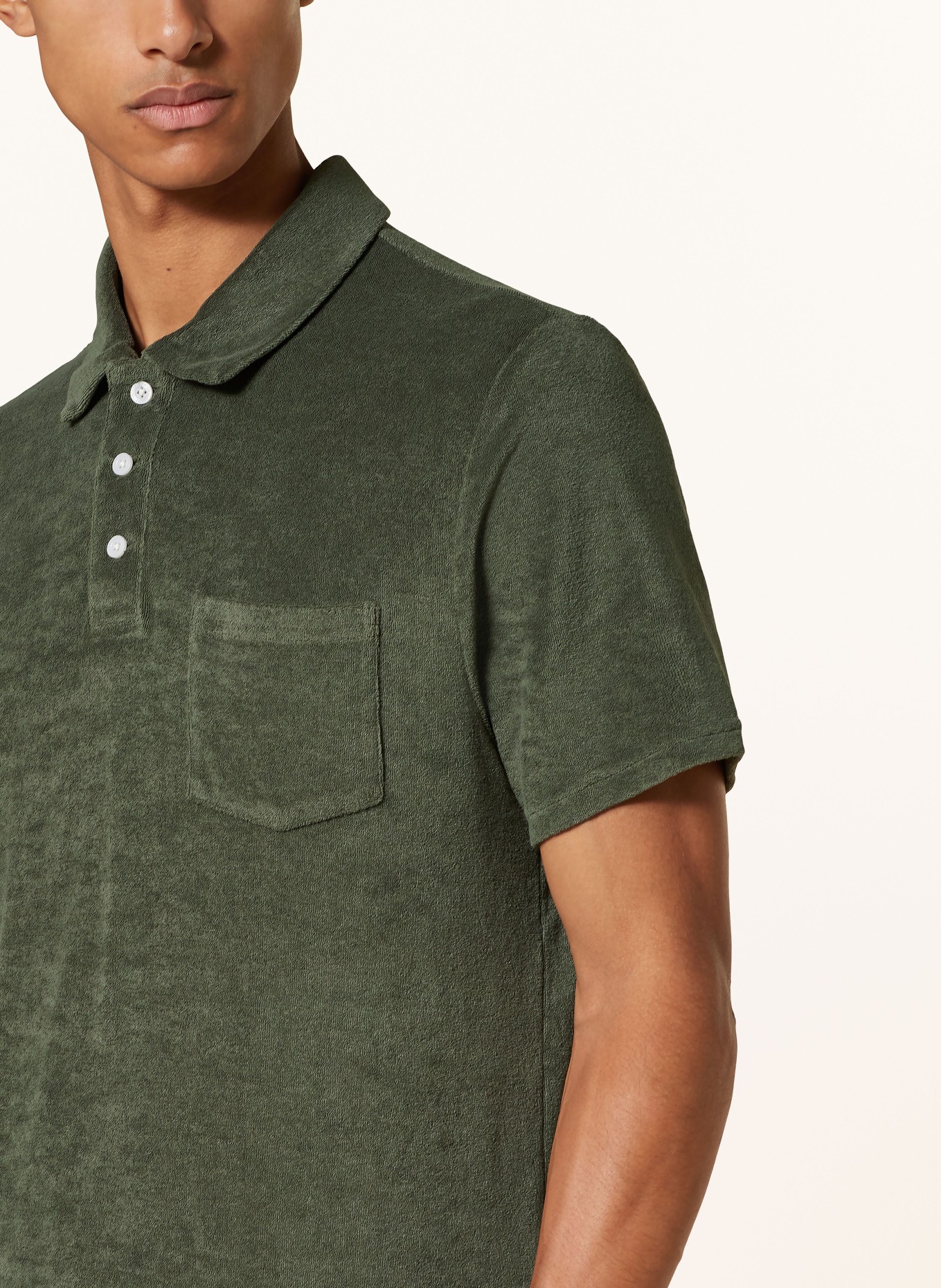 REISS Terry cloth polo shirt RAINER, Color: OLIVE (Image 4)