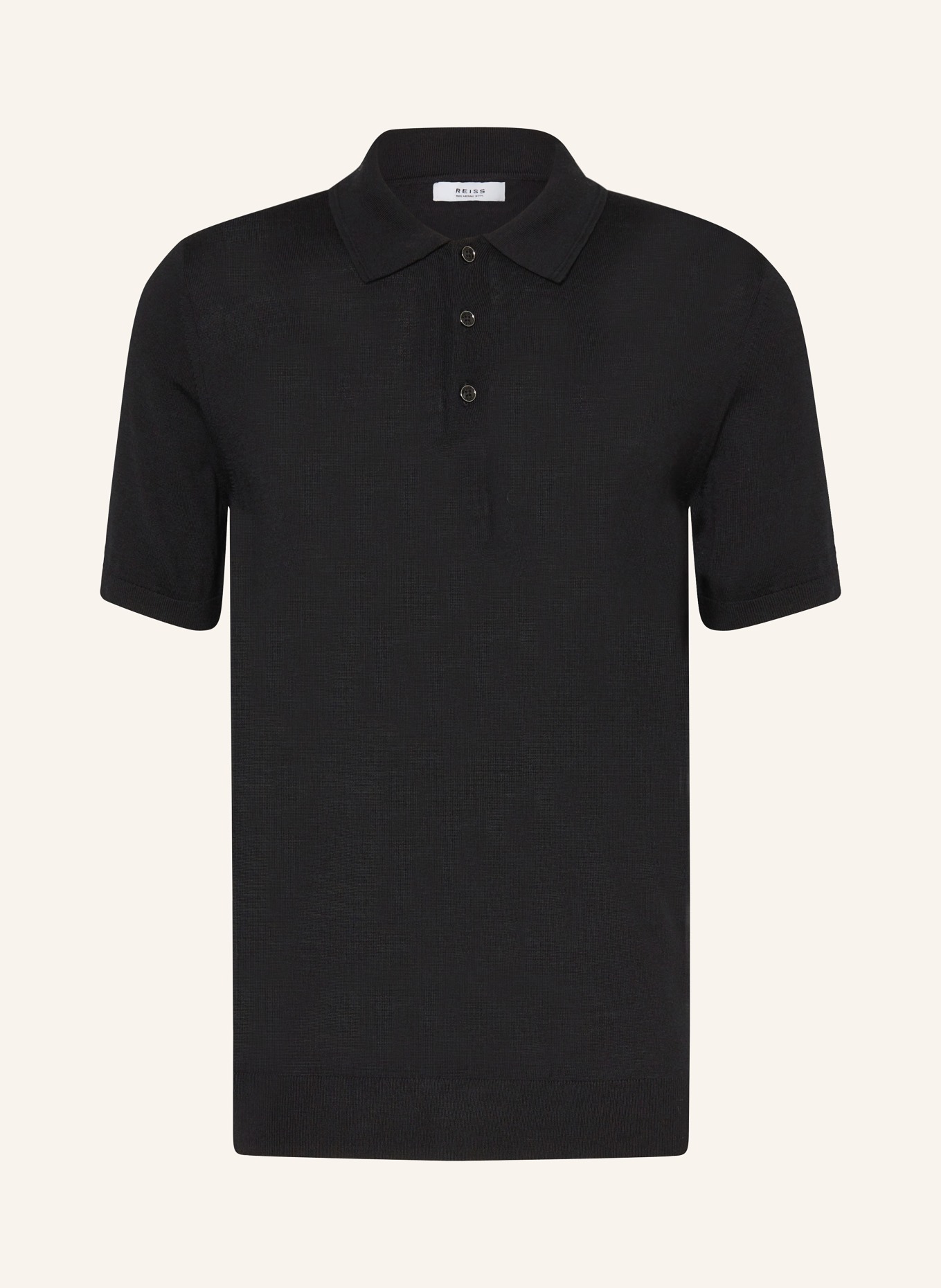 REISS Knitted polo shirt MANOR, Color: BLACK (Image 1)