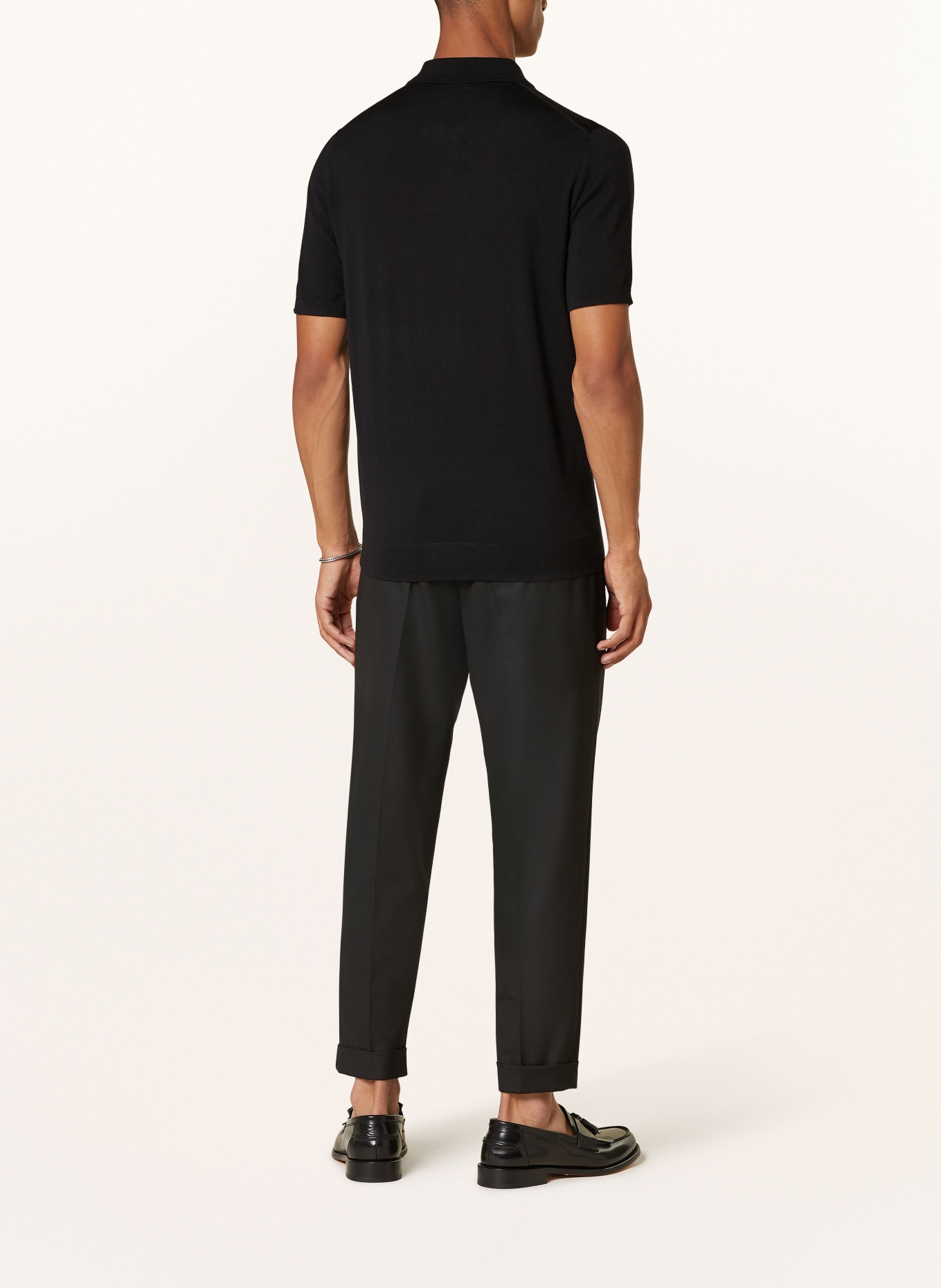 REISS Knitted polo shirt MANOR, Color: BLACK (Image 3)