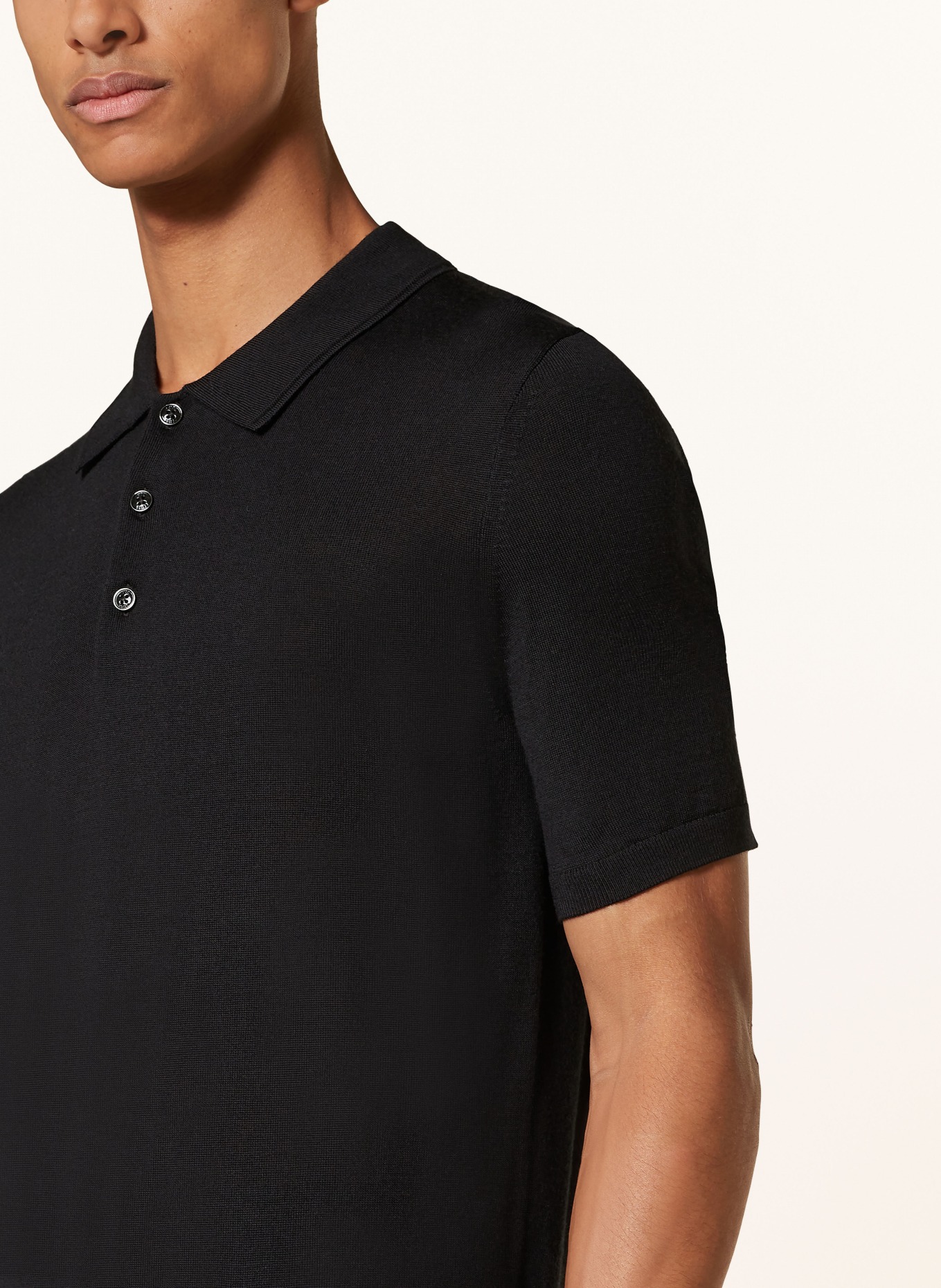 REISS Knitted polo shirt MANOR, Color: BLACK (Image 4)