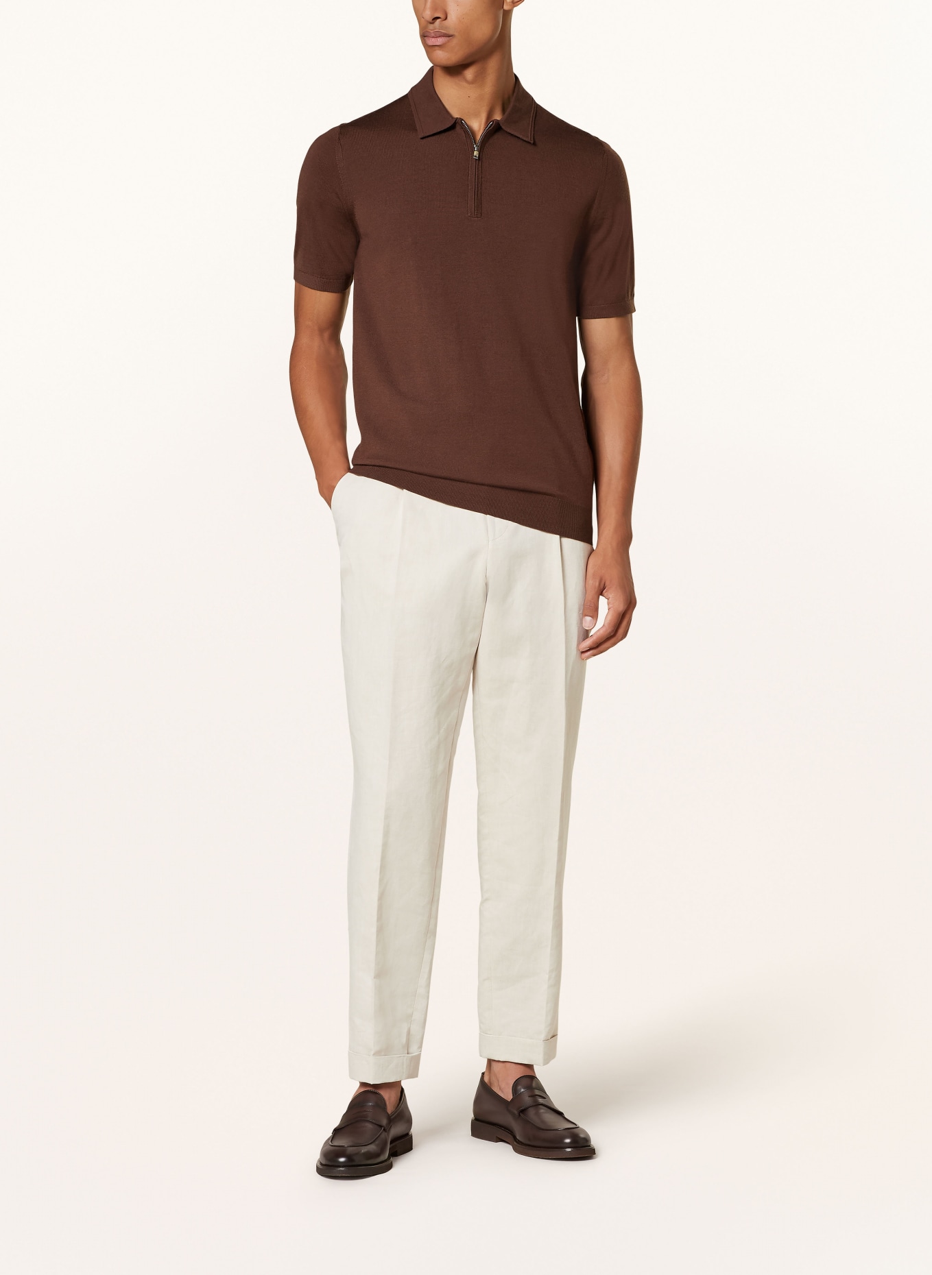 REISS Knitted polo shirt MAXWELL, Color: DARK BROWN (Image 2)