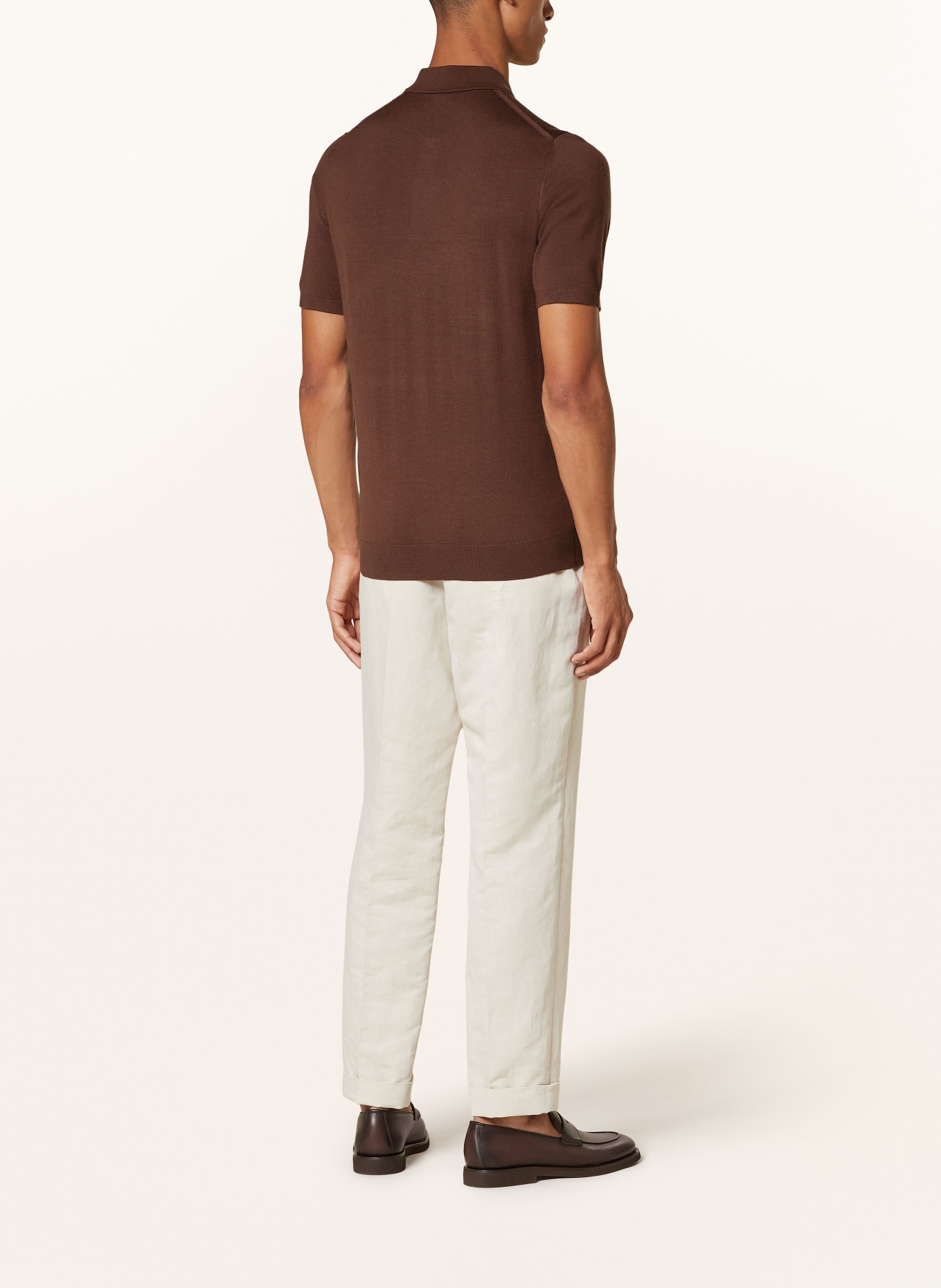 REISS Knitted polo shirt MAXWELL, Color: DARK BROWN (Image 3)